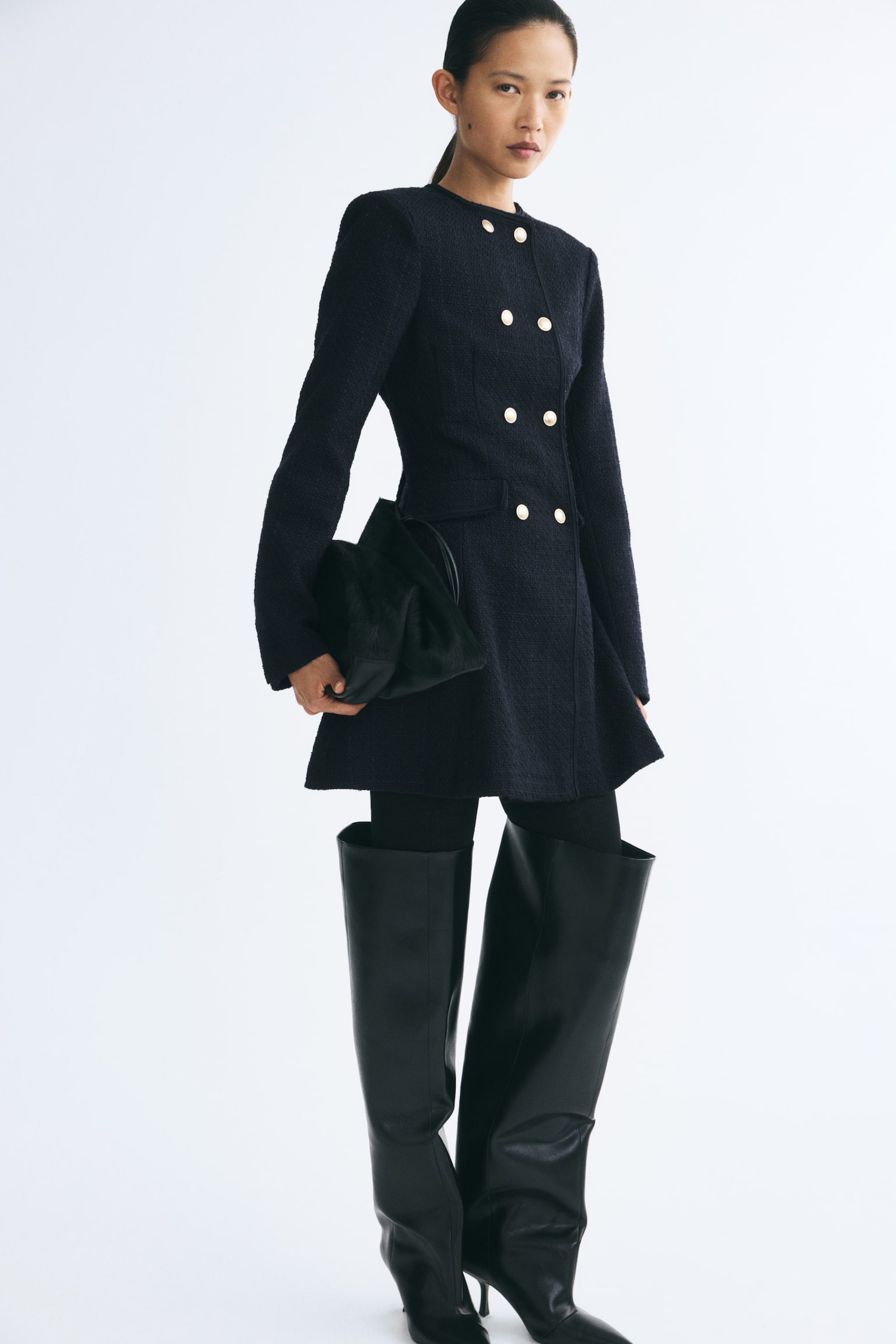 Женское платье H&M Bouclé-Weave Jacket, цвет: Тёмно-синий — фото 2