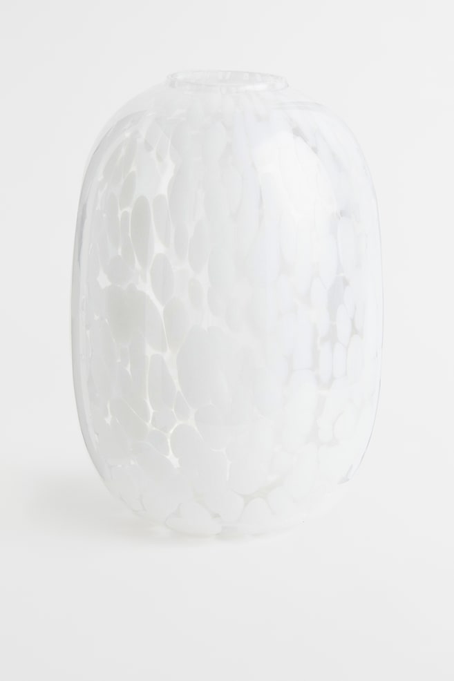 Patterned large glass vase - Clear glass/Beige - 1