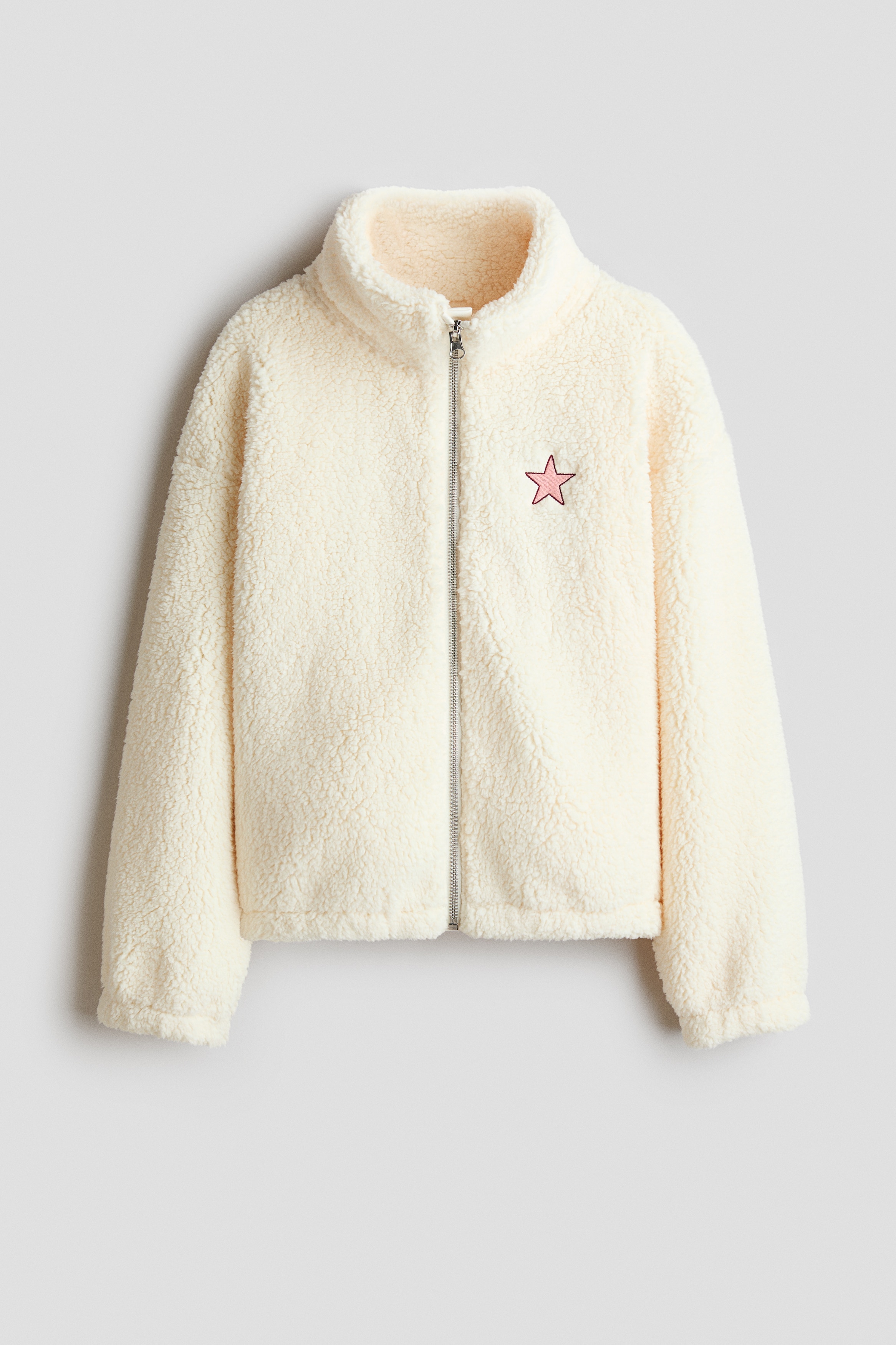 Veste loose en tissu Teddy bear - Crème/étoile/Beige foncé/imprimé léopard