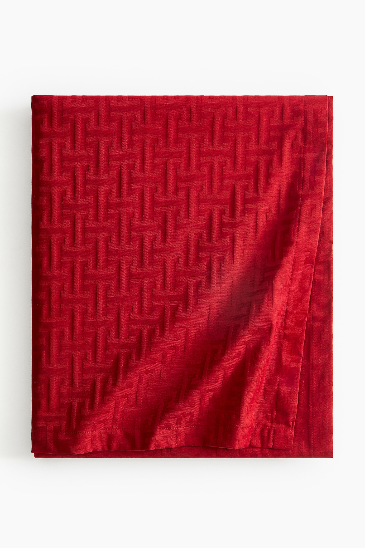 Cotton-blend tablecloth - Dark red/White/Patterned - 1