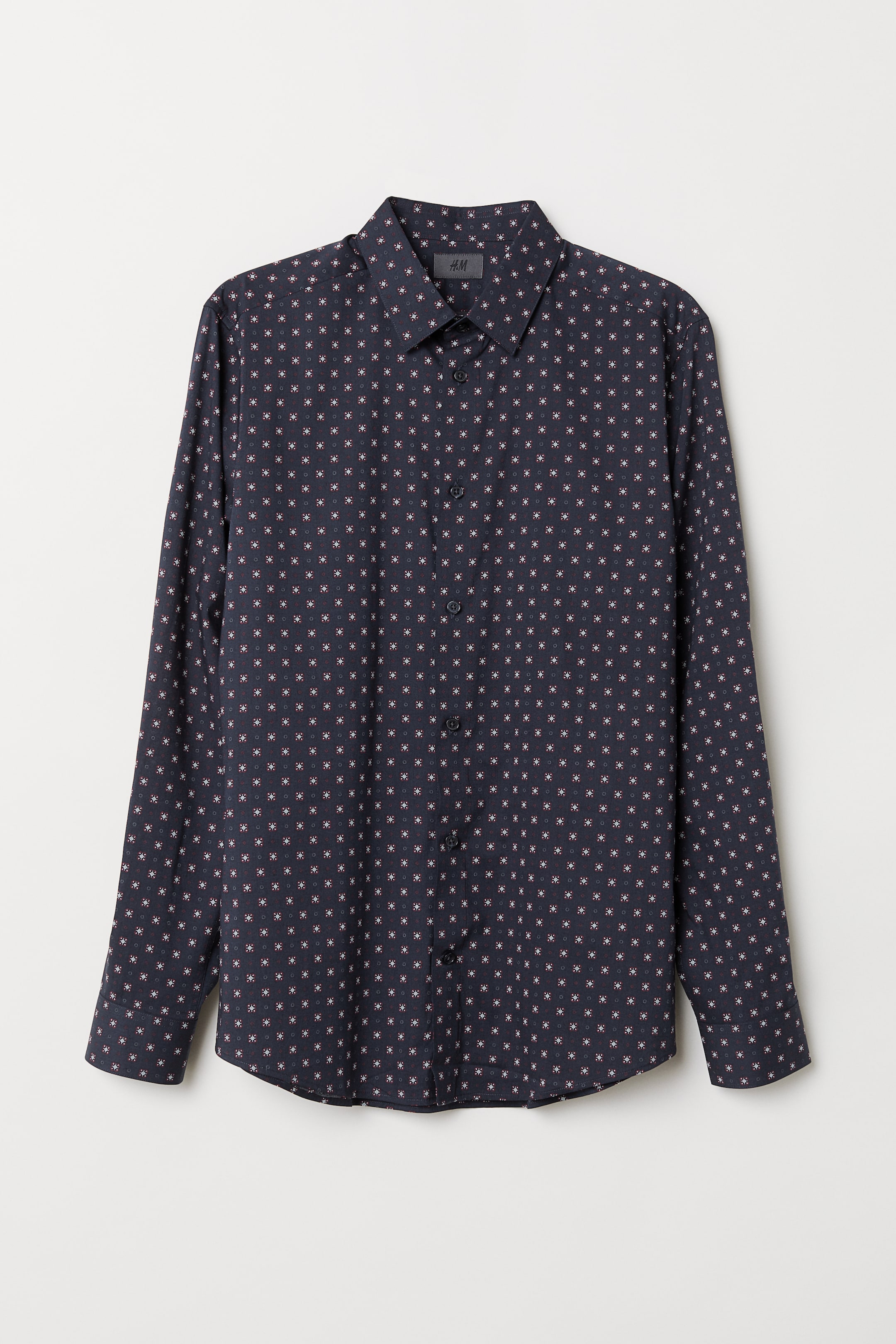View larger image: Shirt Slim fit - Dark blue/Patterned - Men | H&M IE 1