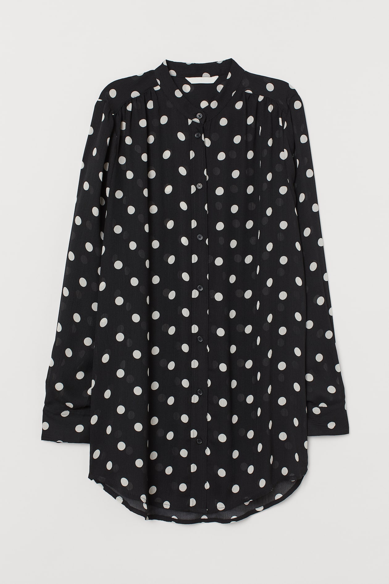 Chiffon Blouse - Long sleeve - Black/dotted - Ladies | H&M US