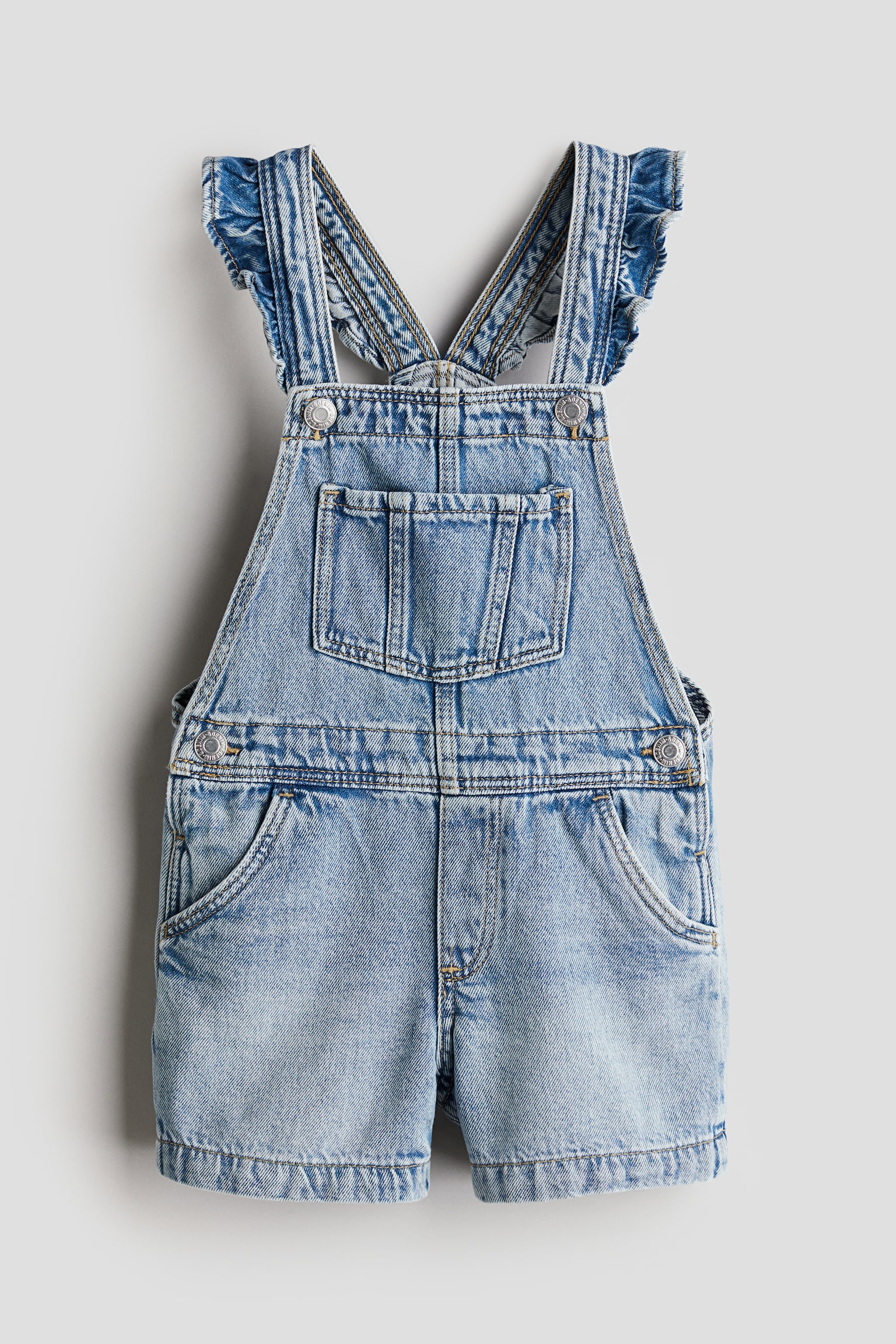 Denim dungaree shorts - Light denim blue - 1