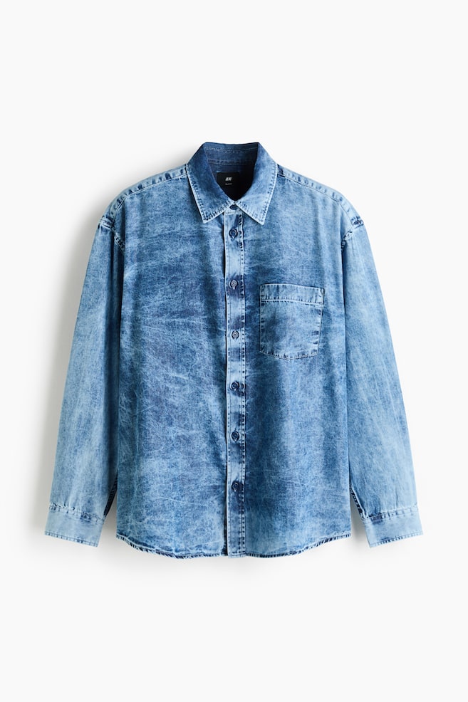 Relaxed Fit Washed denim shirt - Washed denim blue - 1