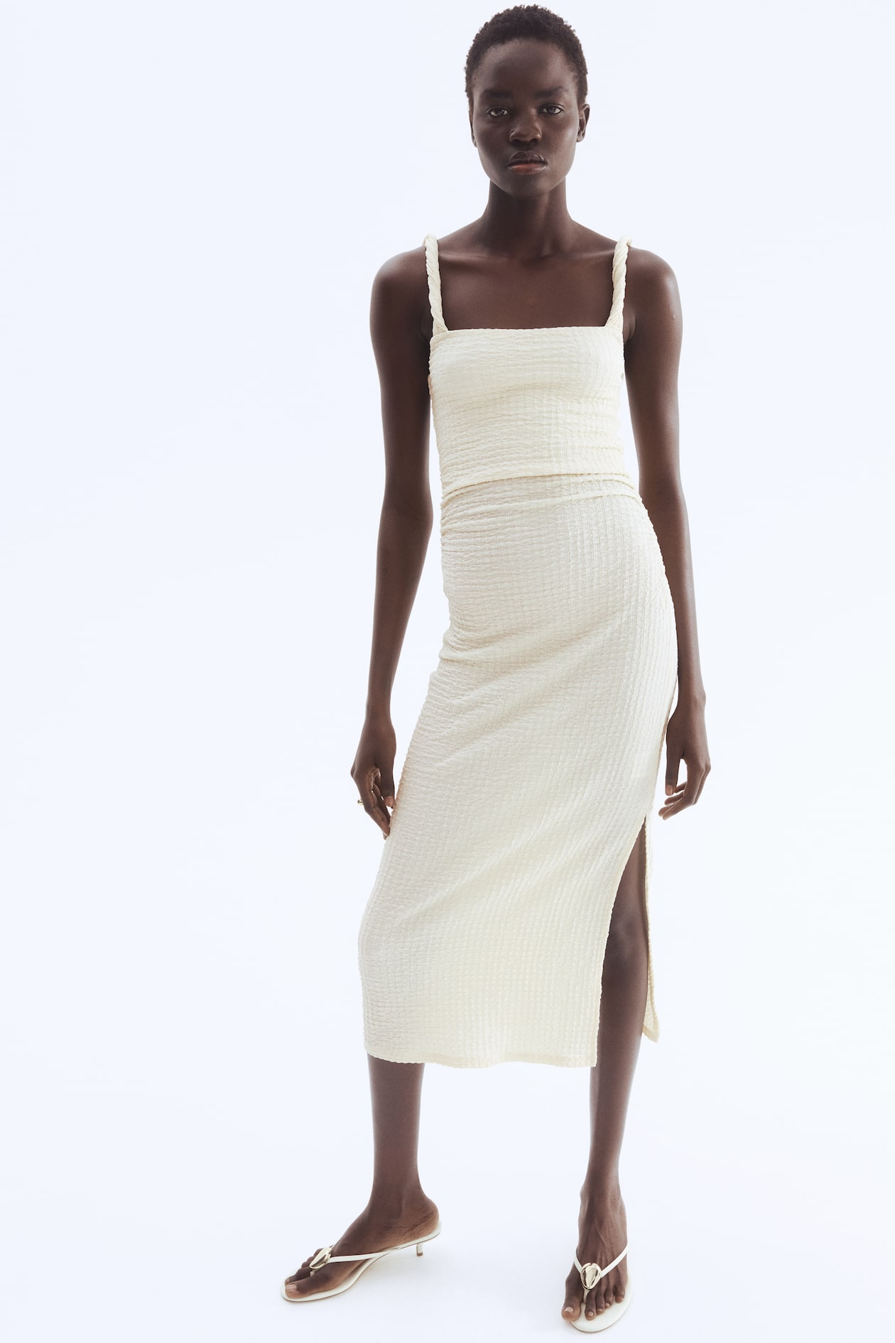 Textured Jersey Midi Dress