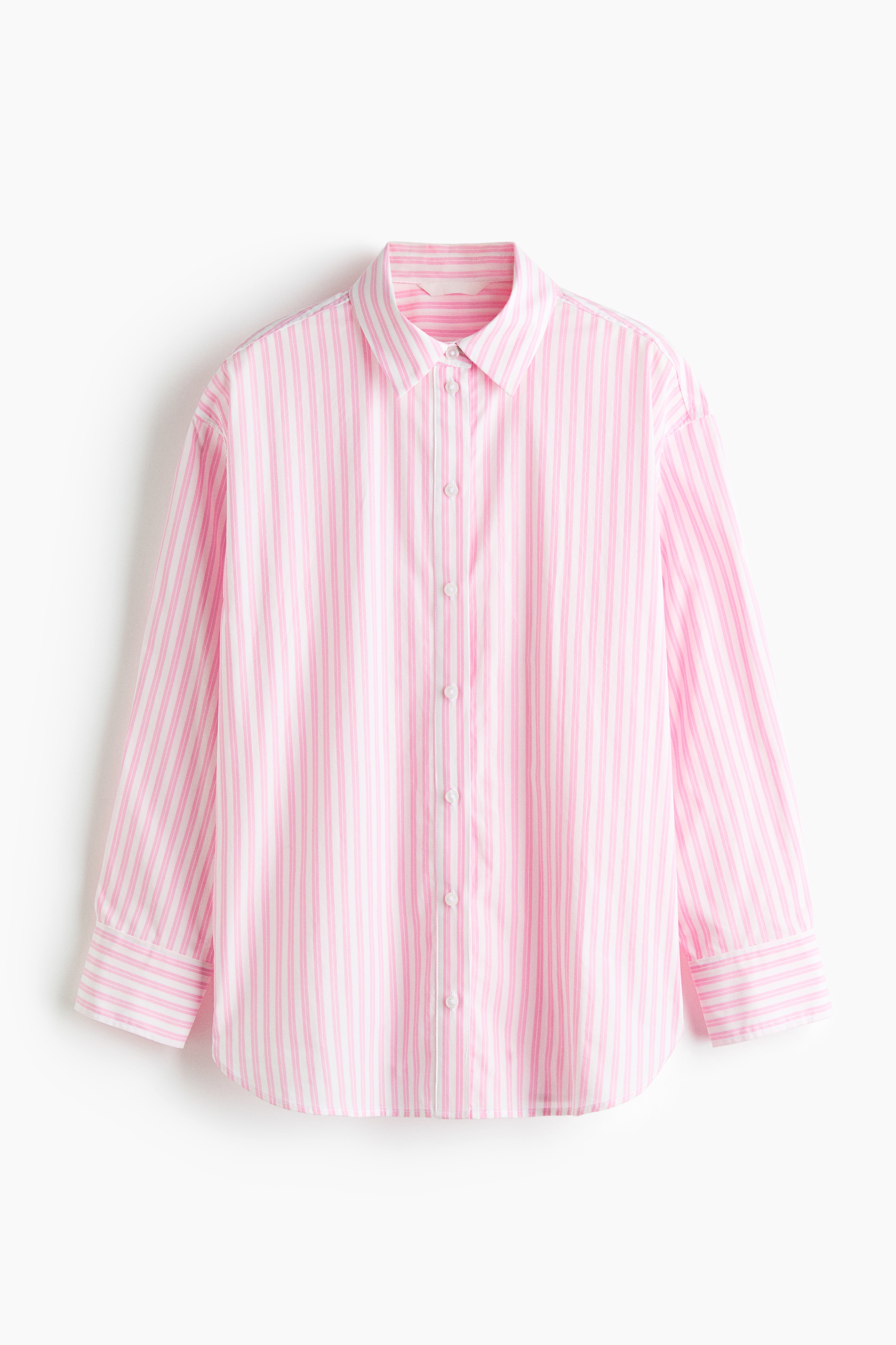 Camisa oversize de popelina - Rosa/Rayas/Rojo oscuro/Rayas/Azul