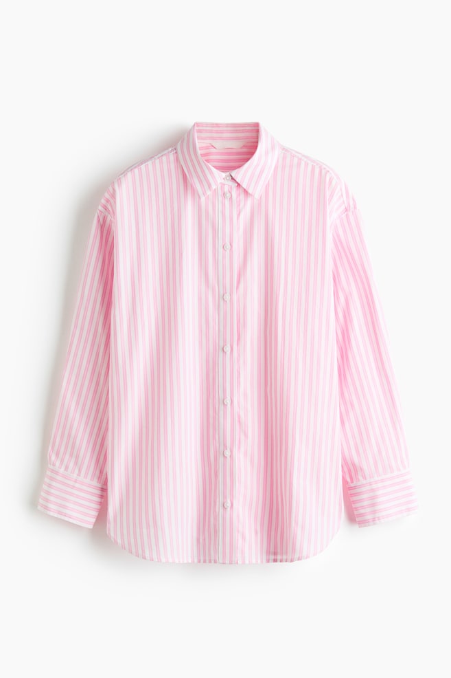 Oversized Poplin Shirt - Pink/striped/Dark red/striped/Blue/white striped/Blue - 1