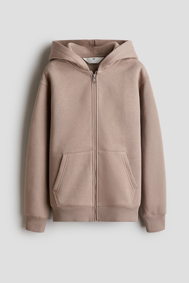 Brushed-inside zip-through hoodie - Mole/Black/Light grey/Navy blue - 1