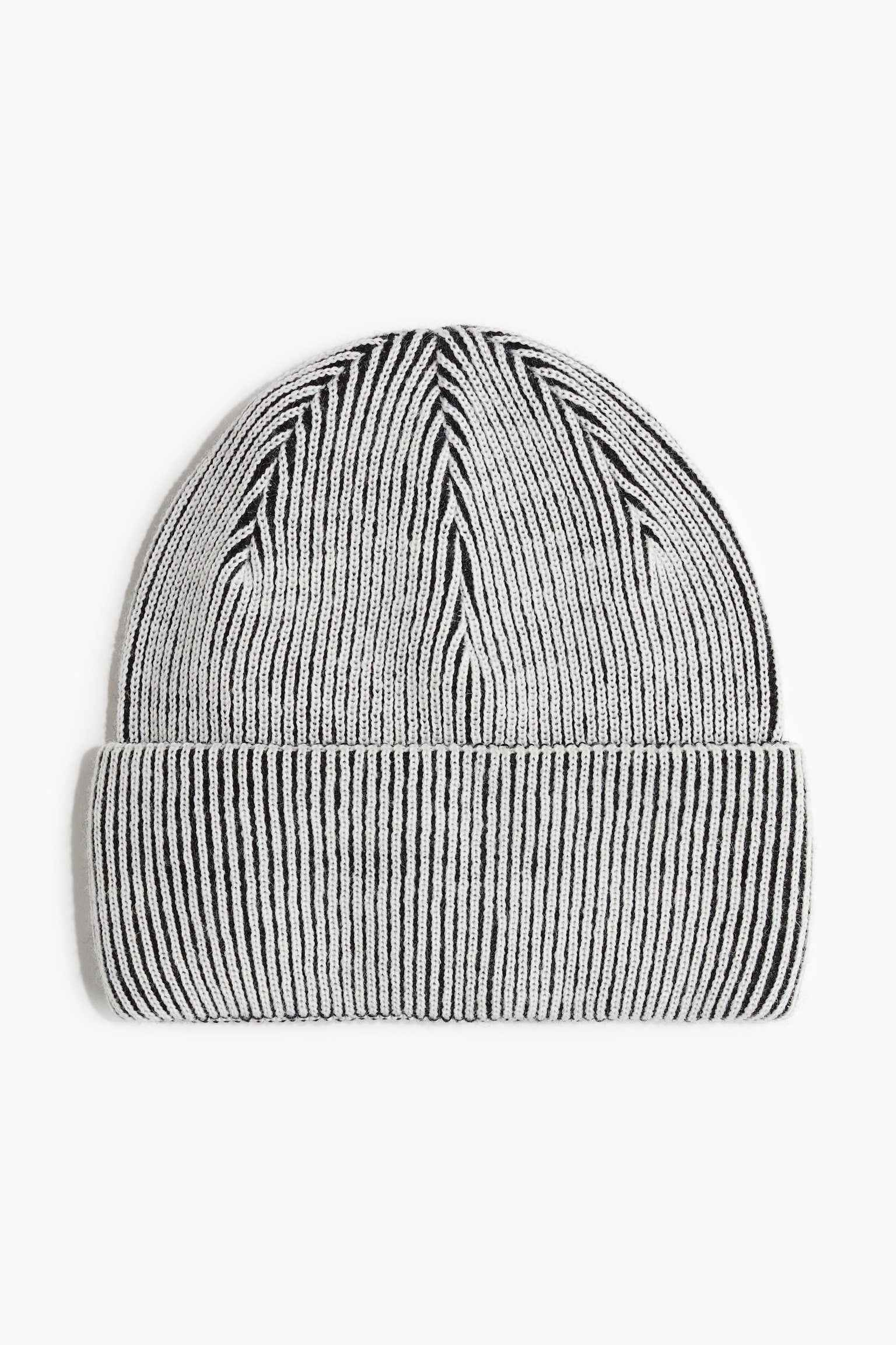 Rib-knit wool-blend beanie - Black/White - 1