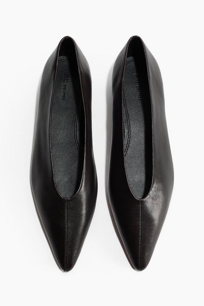 Ballerines en cuir - Noir/Marron foncé - 1