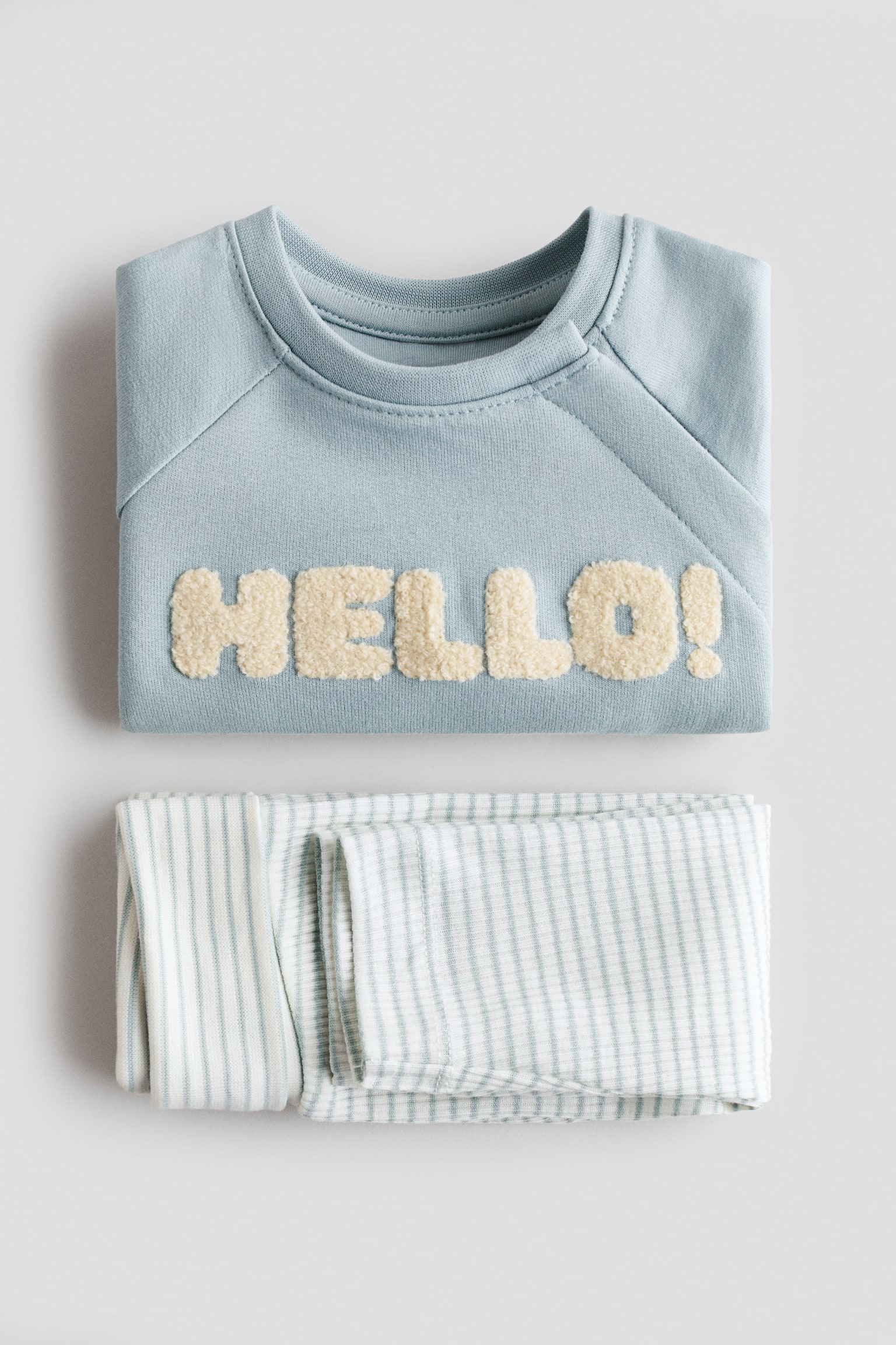 2-piece cotton set - Light turquoise/Hello!/Cream/Hello/Light green/Tiny Dreamer/Light beige/Love/Light beige/Floral/Cream/Puppies/Natural white/Striped - 2