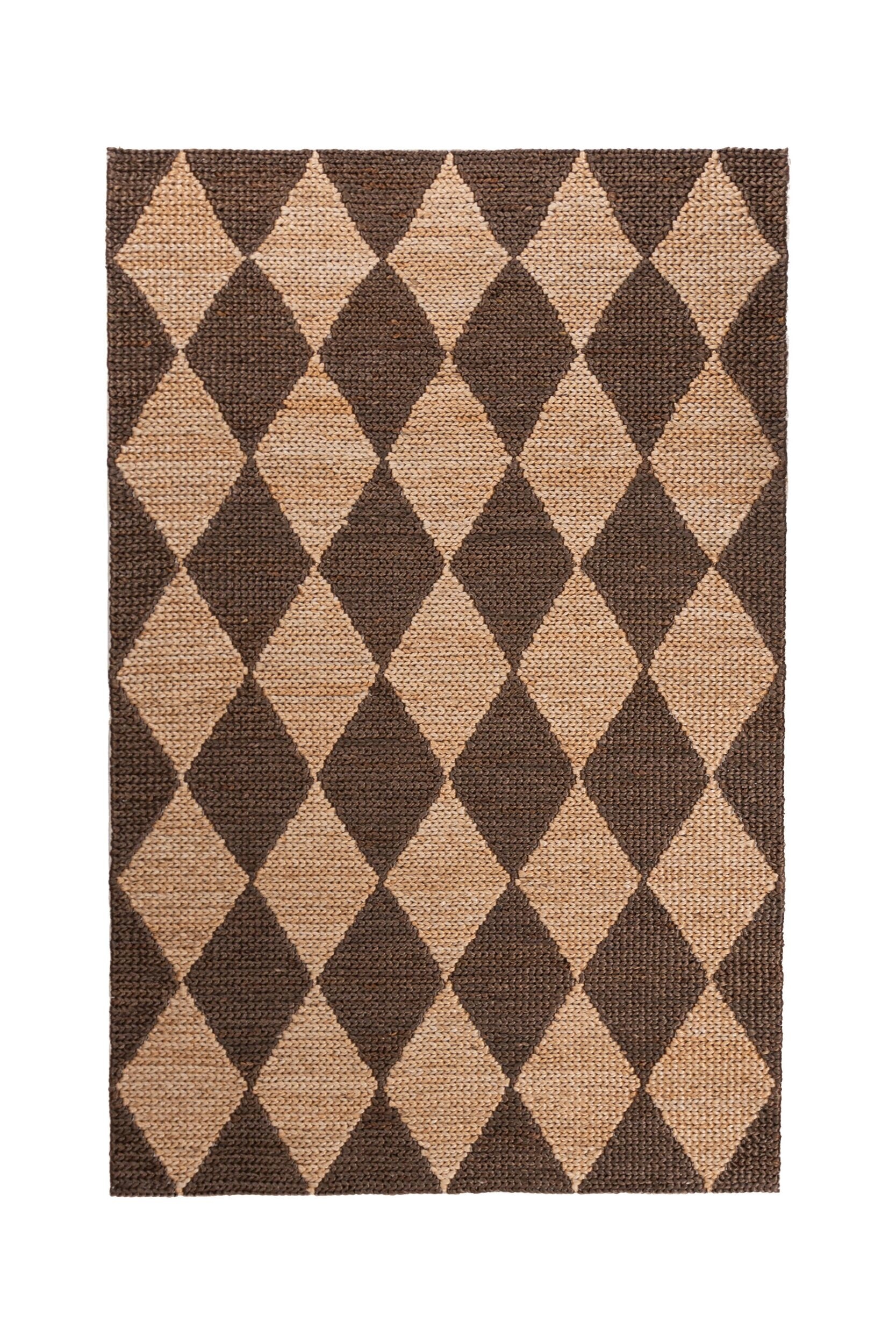 Flair Rugs - Tapis Effie Diamond Chunky Jute - Brun Foncé - size: 120x170