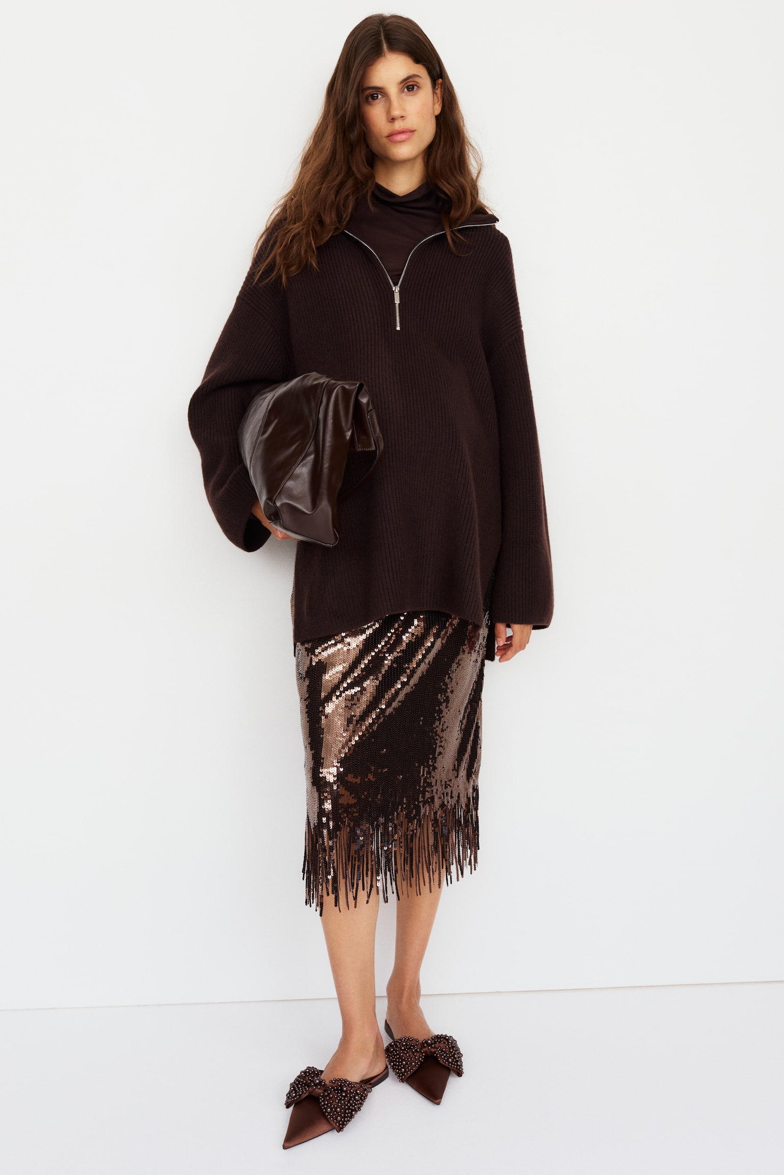 MAMA Before & After zip-top jumper - Dark brown/Navy blue/Striped/Light beige/Striped - 6