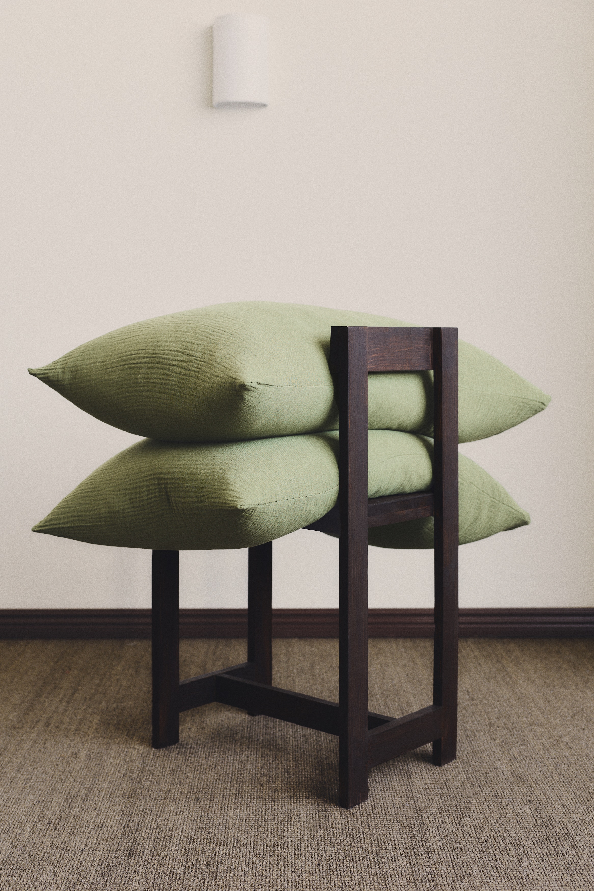2-pack cotton muslin pillowcases - Green/White/Light greige/Light dusty beige