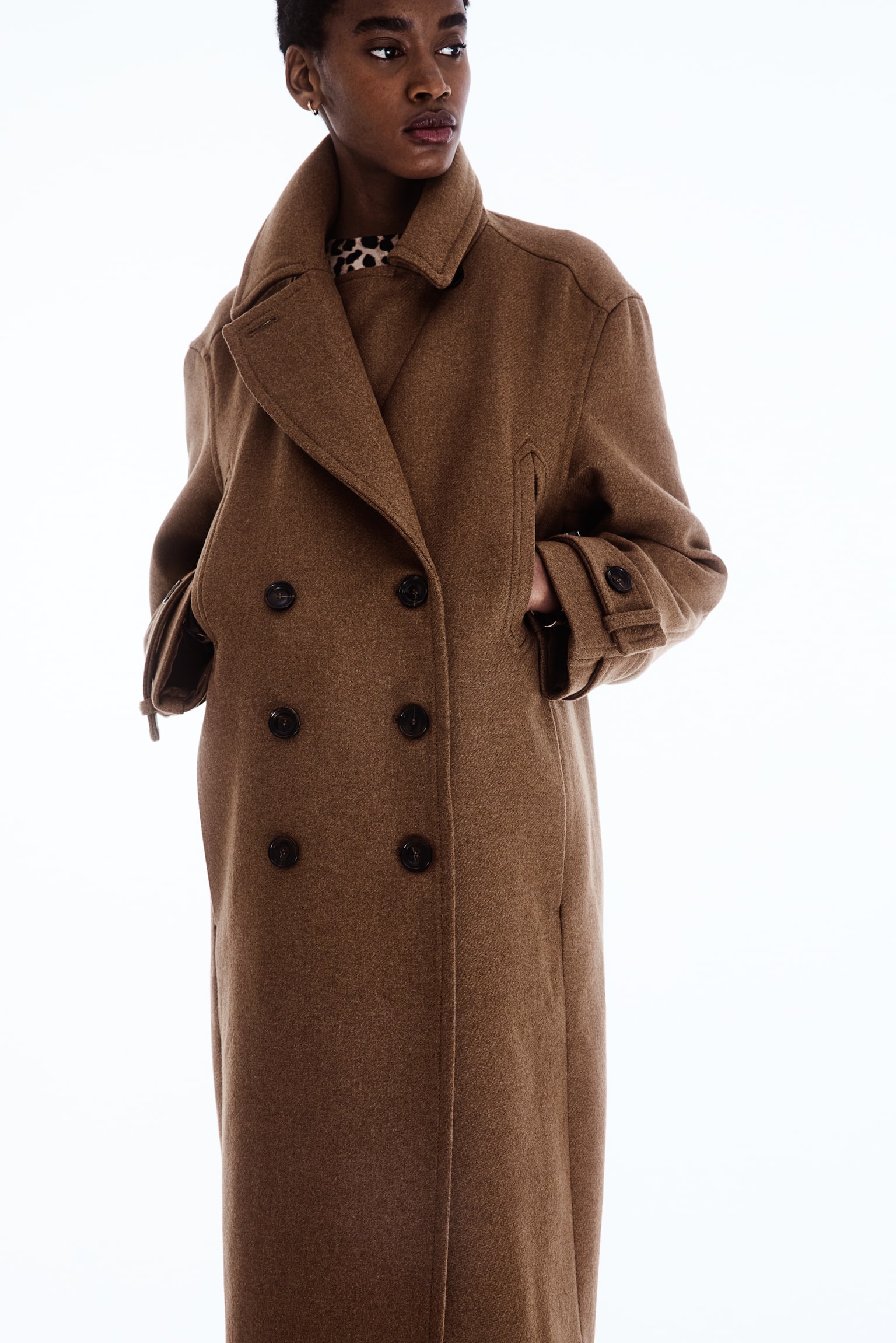 Wool-blend coat - Brown - 1