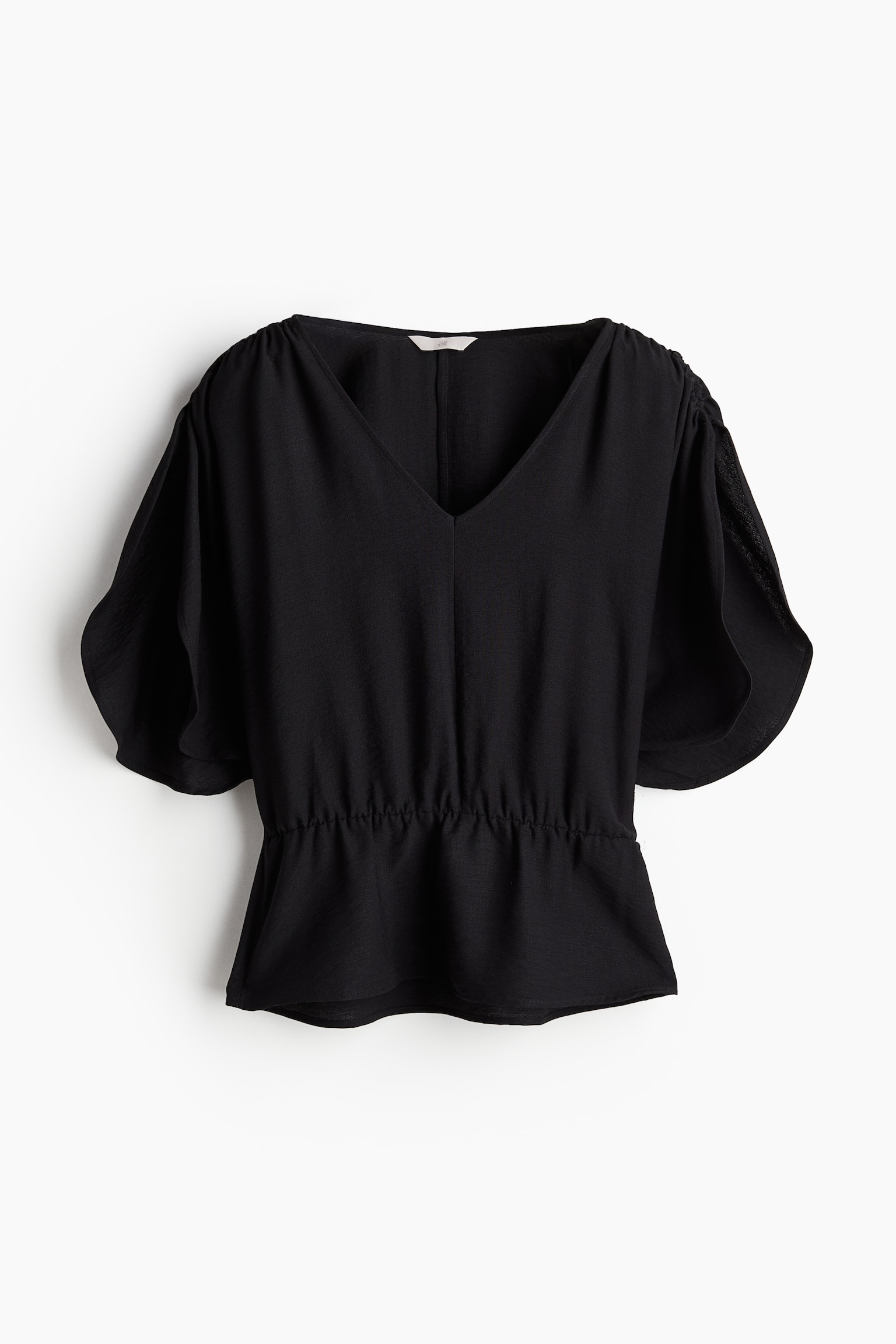 Drawstring Detail Blouse - Black/White - 2