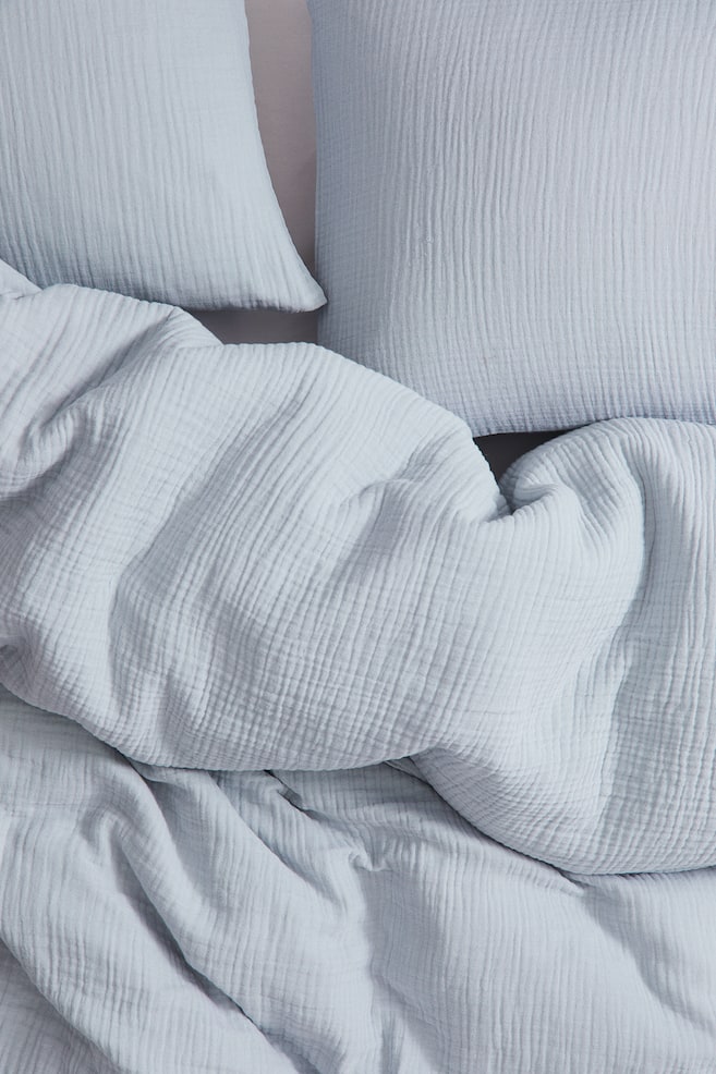Muslin King/Queen Duvet Cover Set - Light dusty blue/Green/Light beige/Light taupe/Charcoal gray/Light pink/Light taupe/Taupe/Dusty pink - 1