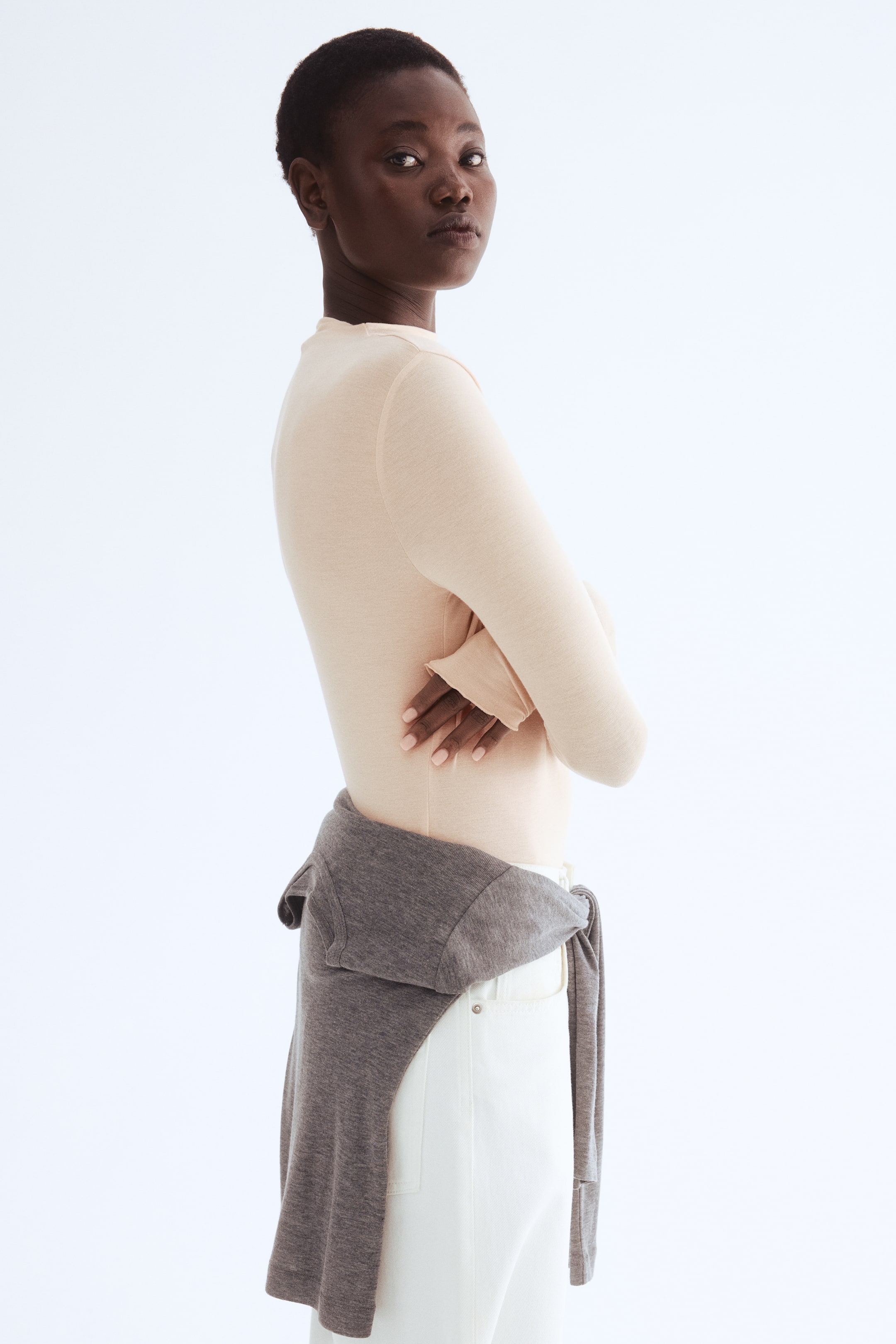 View larger image: Mock Turtleneck Top - Light beige - Ladies | H&M PH 3