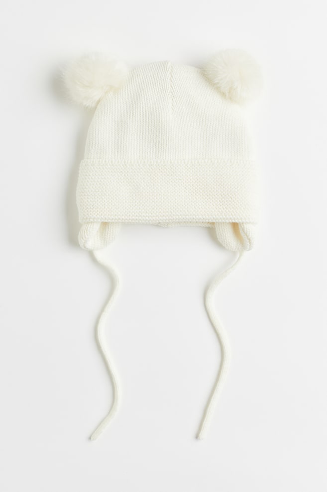 Fleece-lined hat - Cream/Black/Powder pink/Light grey - 1