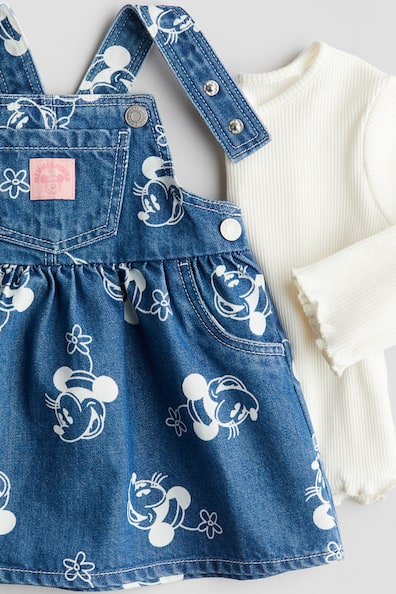 Babyhug  100% Cotton Knit Half Sleeve Dress Minnie Mouse Print Pack of 2 - Navy Blue & Pink