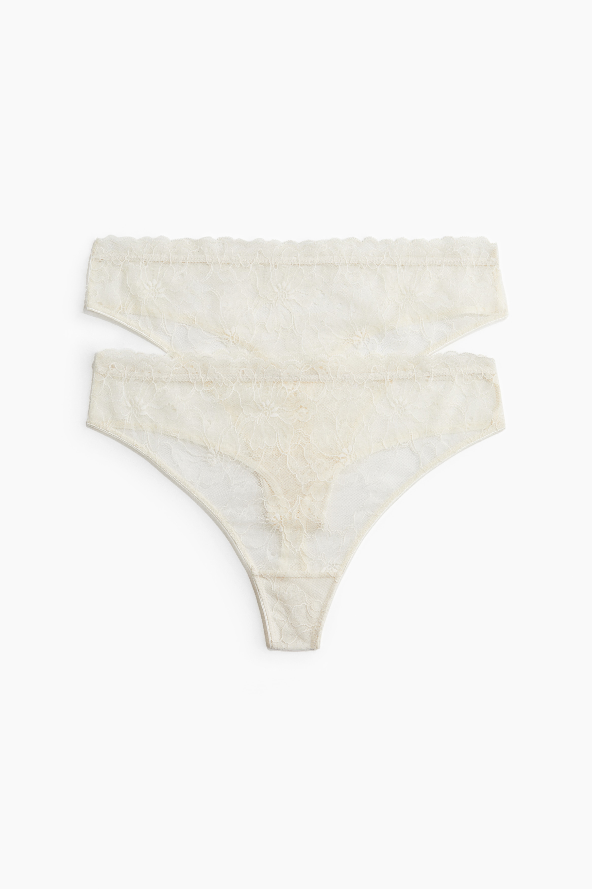 Thong in pizzo 2 pezzi - Crema/Rosa cipria