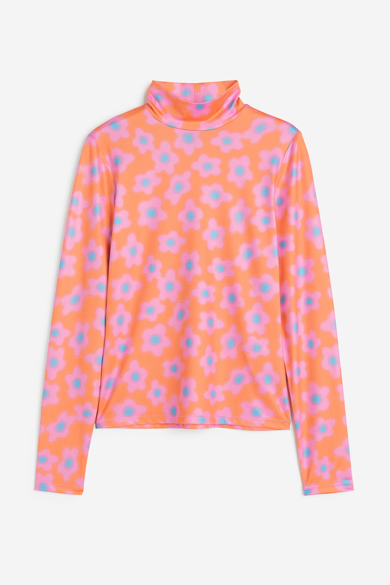 Long-sleeved jersey top - Orange/Floral/Light pink/Tie-dye - 1