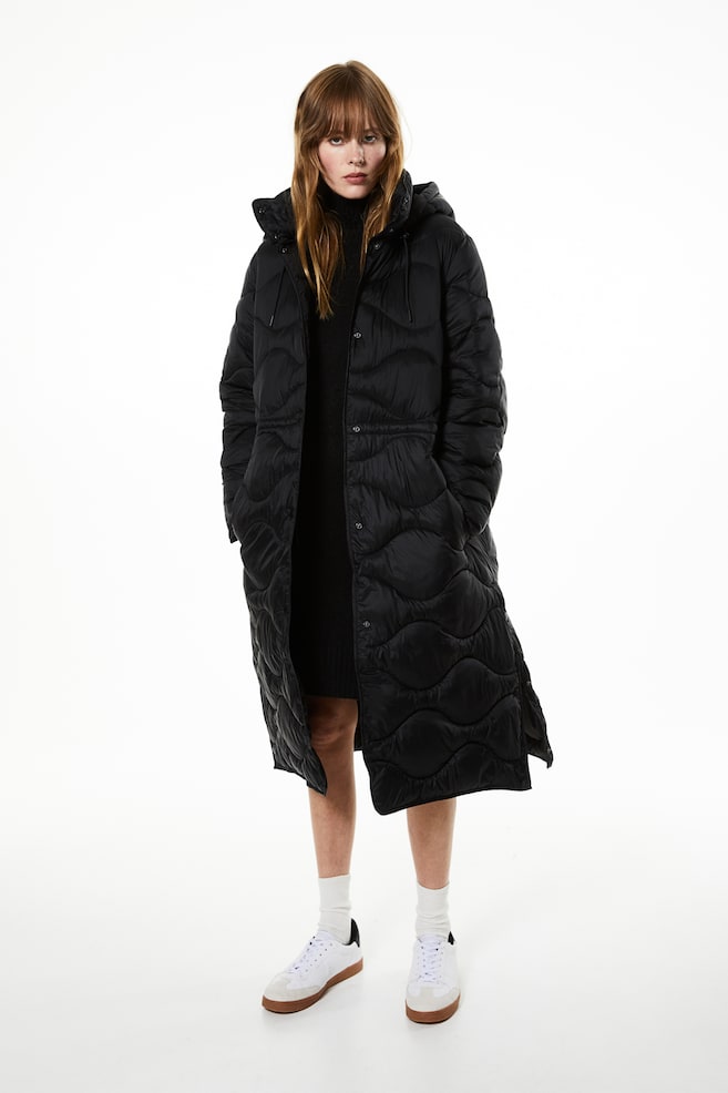 Quilted puffer coat - Black - 1