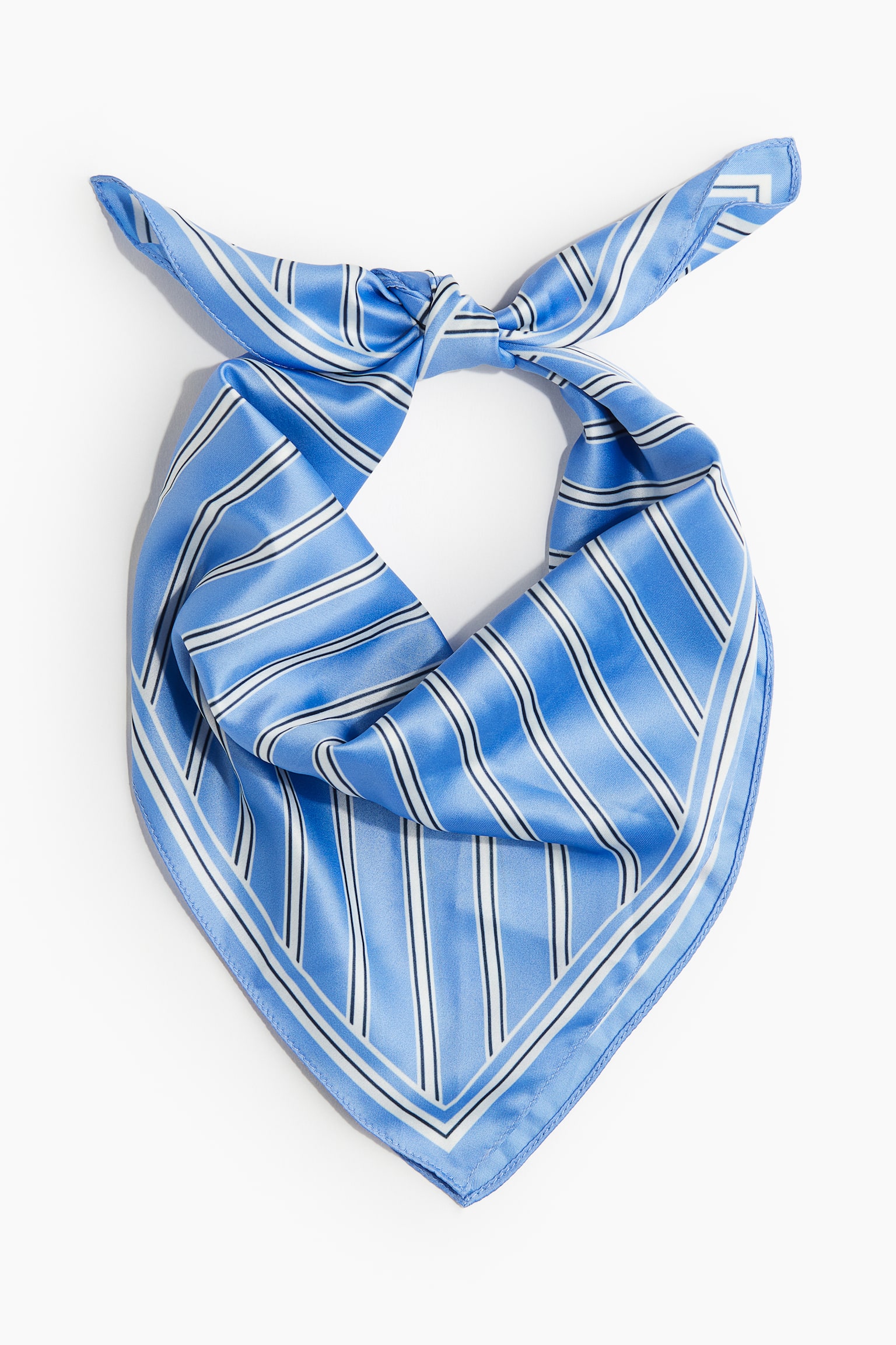 Print Satin Scarf - Light blue/Stripe/Cream/Tomato/Cream/Floral - 1