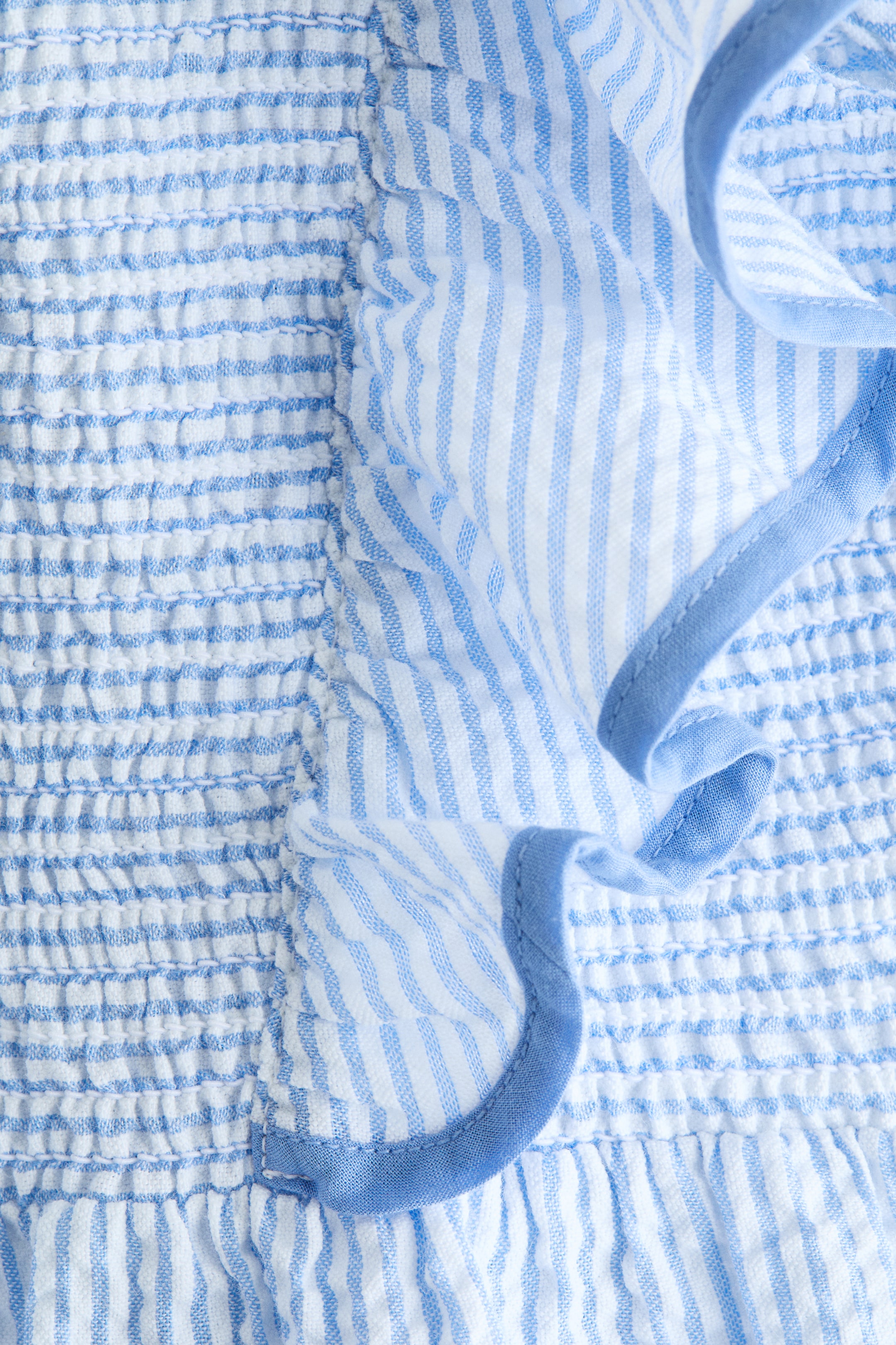 View larger image: Smocked flounce-trimmed dress - Light blue/striped - Kids | H&M US 2