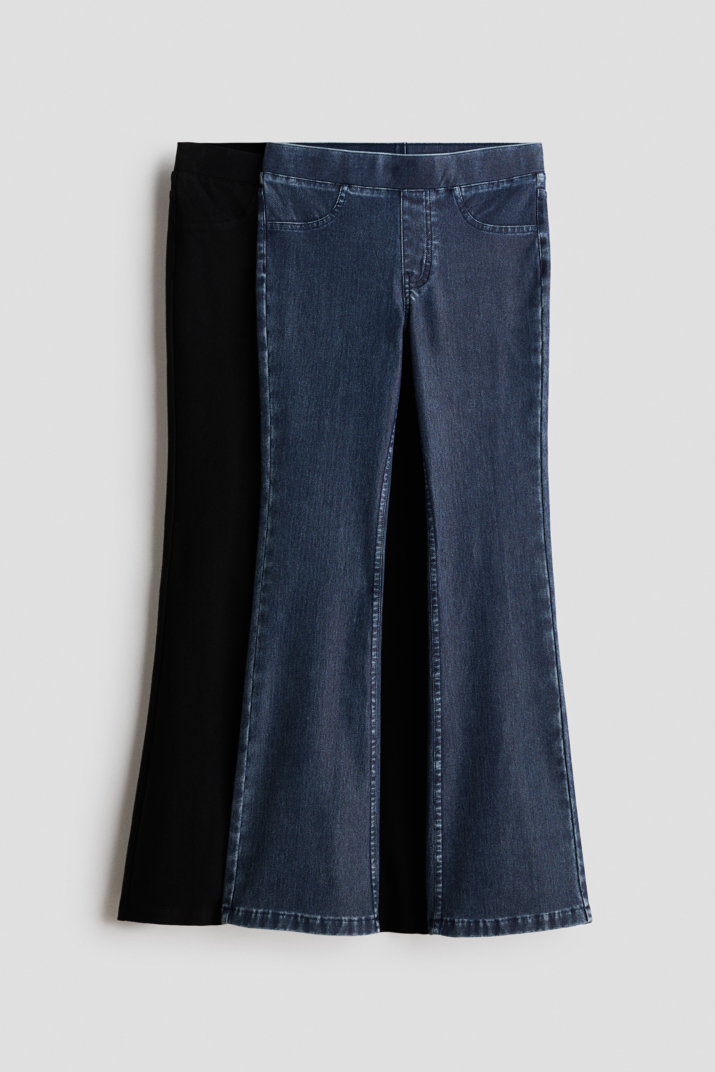 Set van 2 flared leggings met denimlookModel