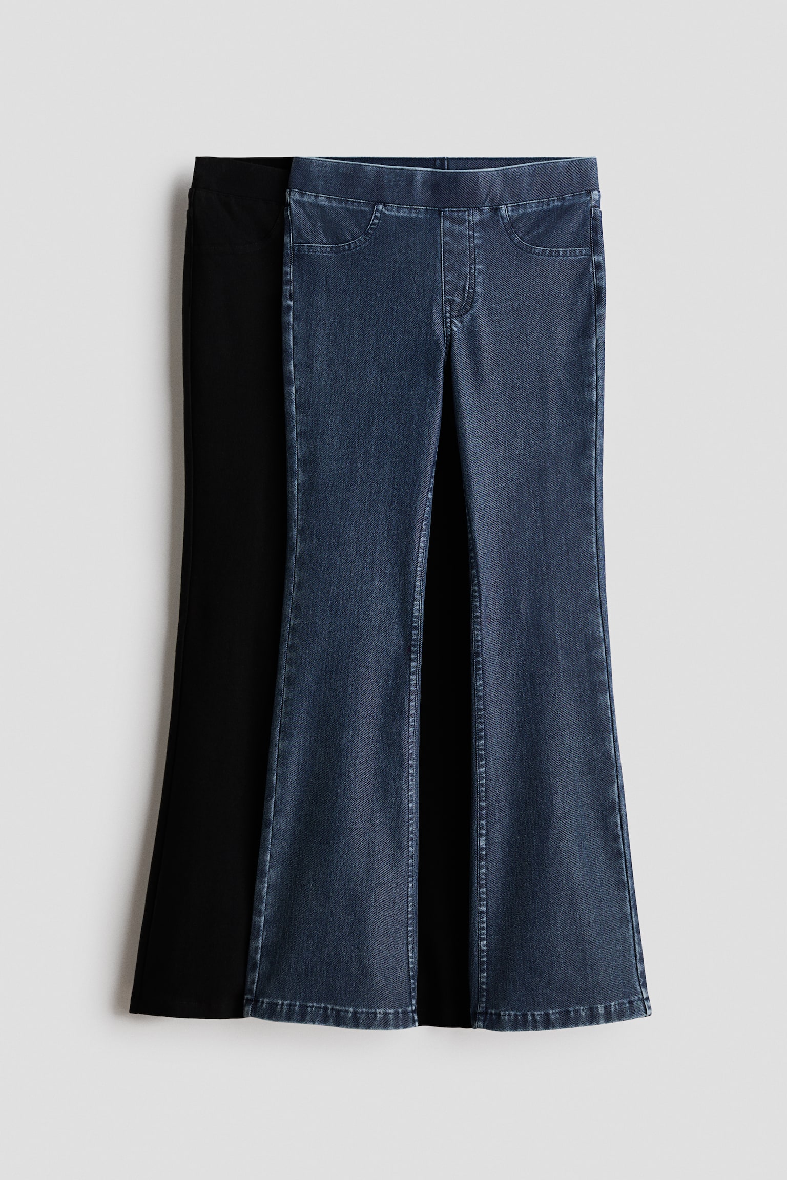 2 db-os farmer hatású bővülő legging - Sötét farmerkék/fekete - 1