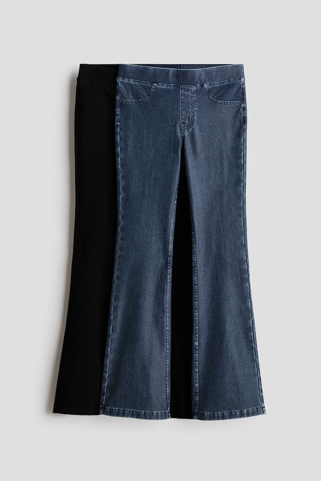 2-pack denim-look flared jeggings - Dark denim blue/Black - 1