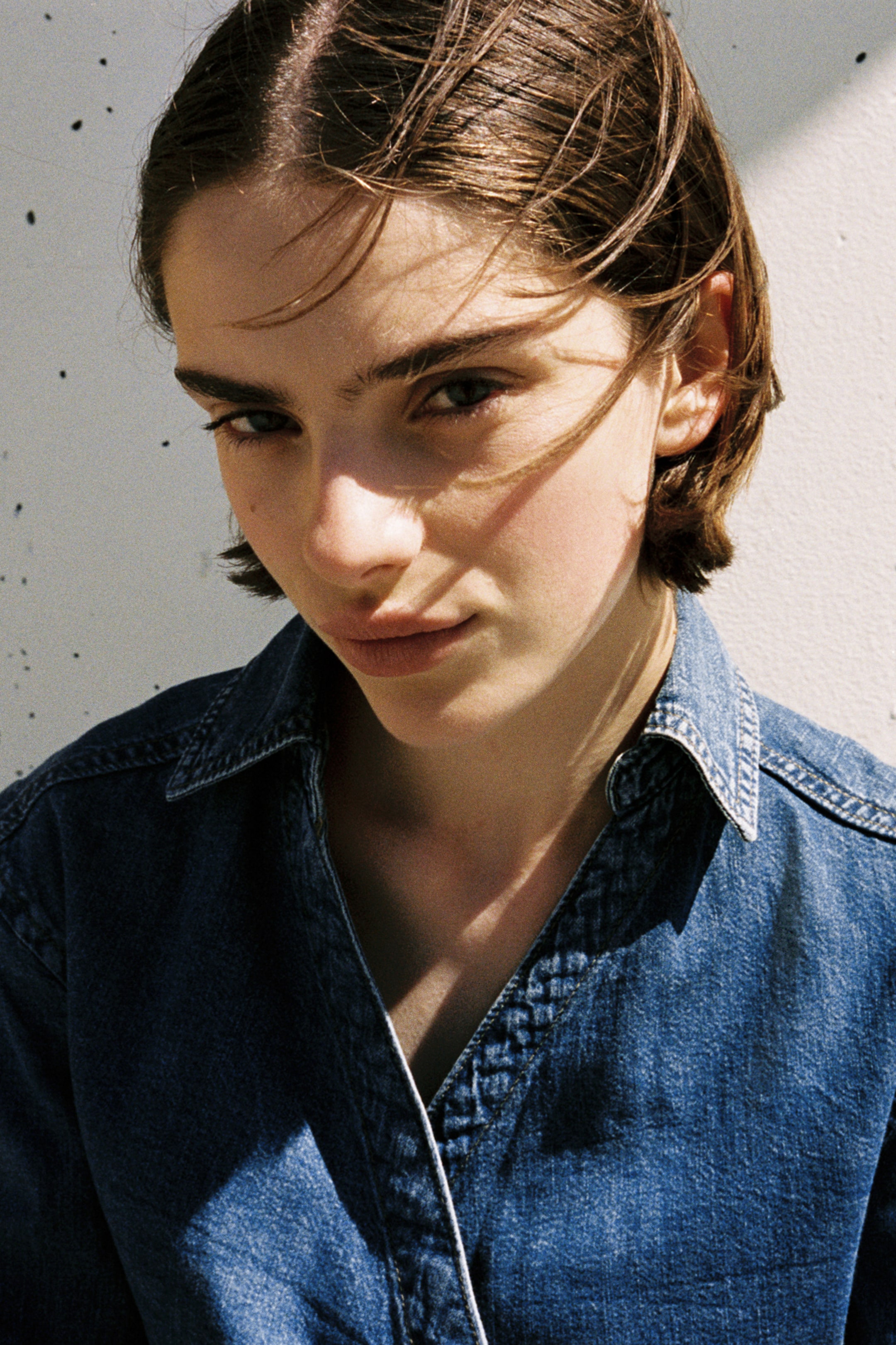 Chemise croisée en denim