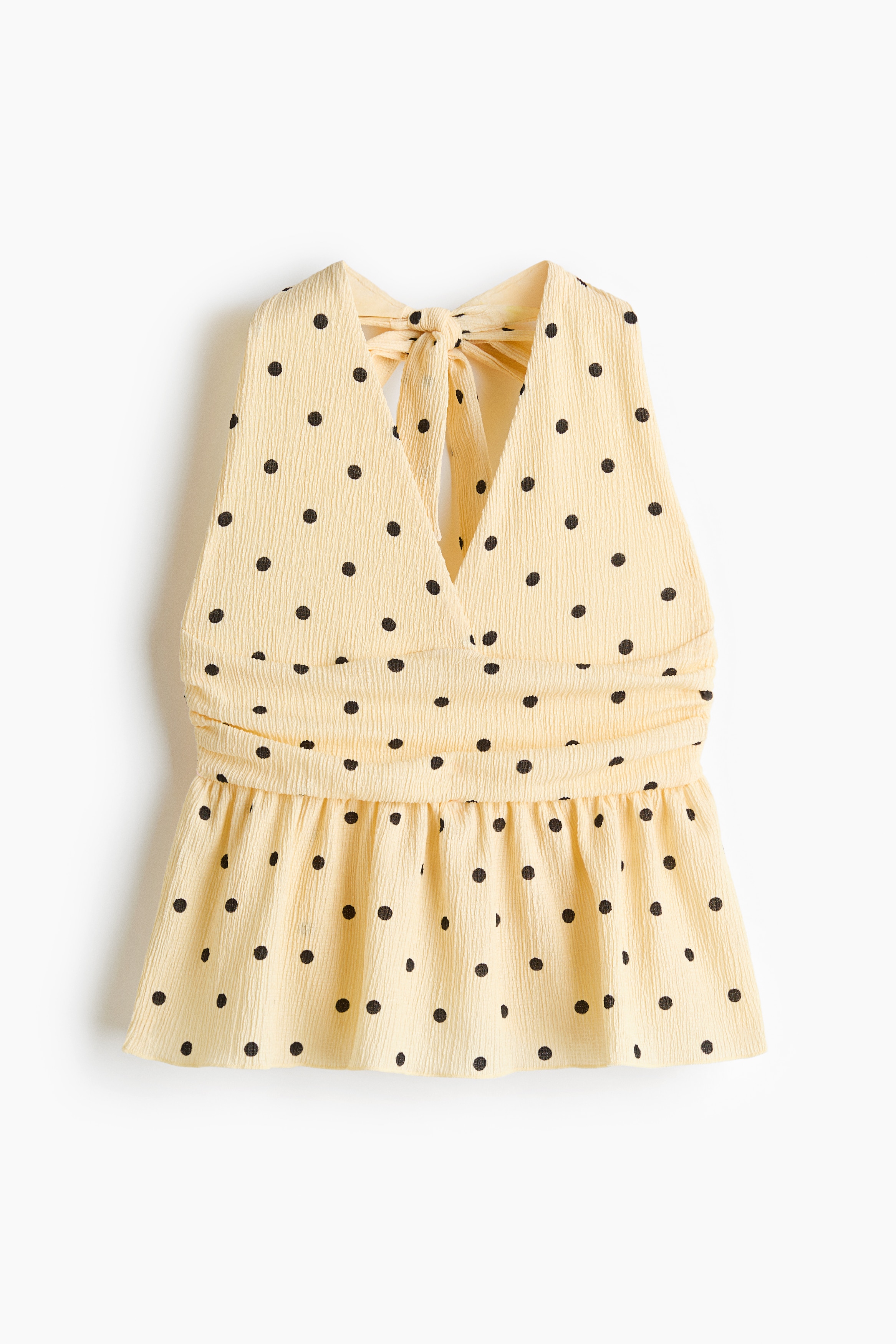 Neckholder-Top mit Peplum - Blassgelb/Polka Dots/Weiss/Polka Dots