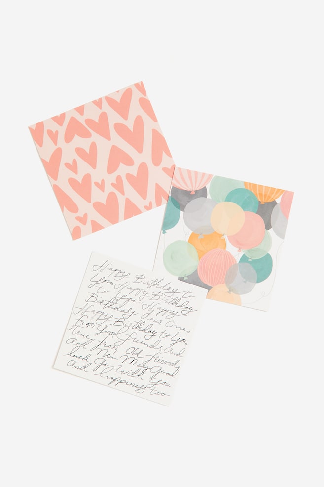 3-pack greeting cards - Light pink/White - 1