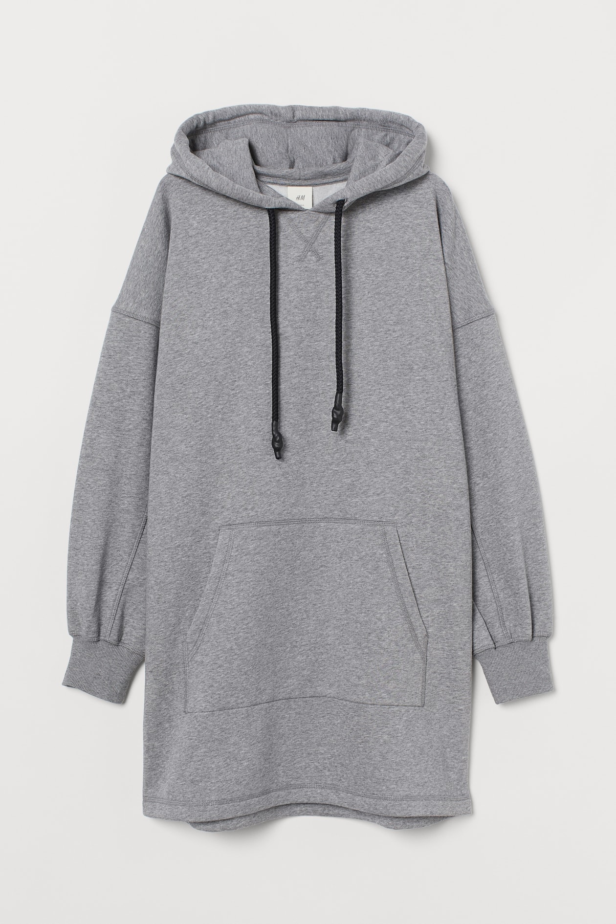 Hooded Sweatshirt Dress - Long sleeve - Short - Gray melange - Ladies ...