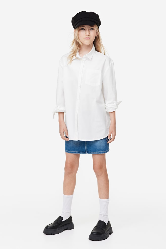 Cotton poplin shirt - White/Blue/Striped - 4