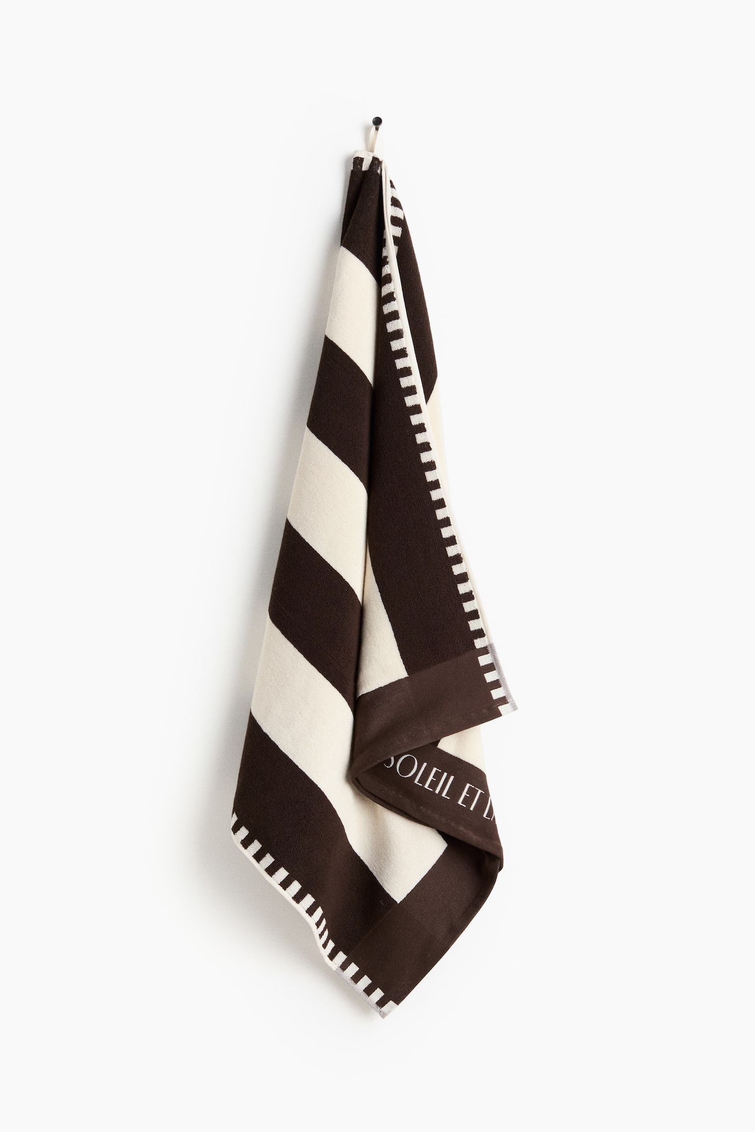 Striped Cotton Beach Towel - Dark brown/striped/Dark green/striped/Light beige/striped/Bright blue/striped/Orange/striped/Yellow/striped