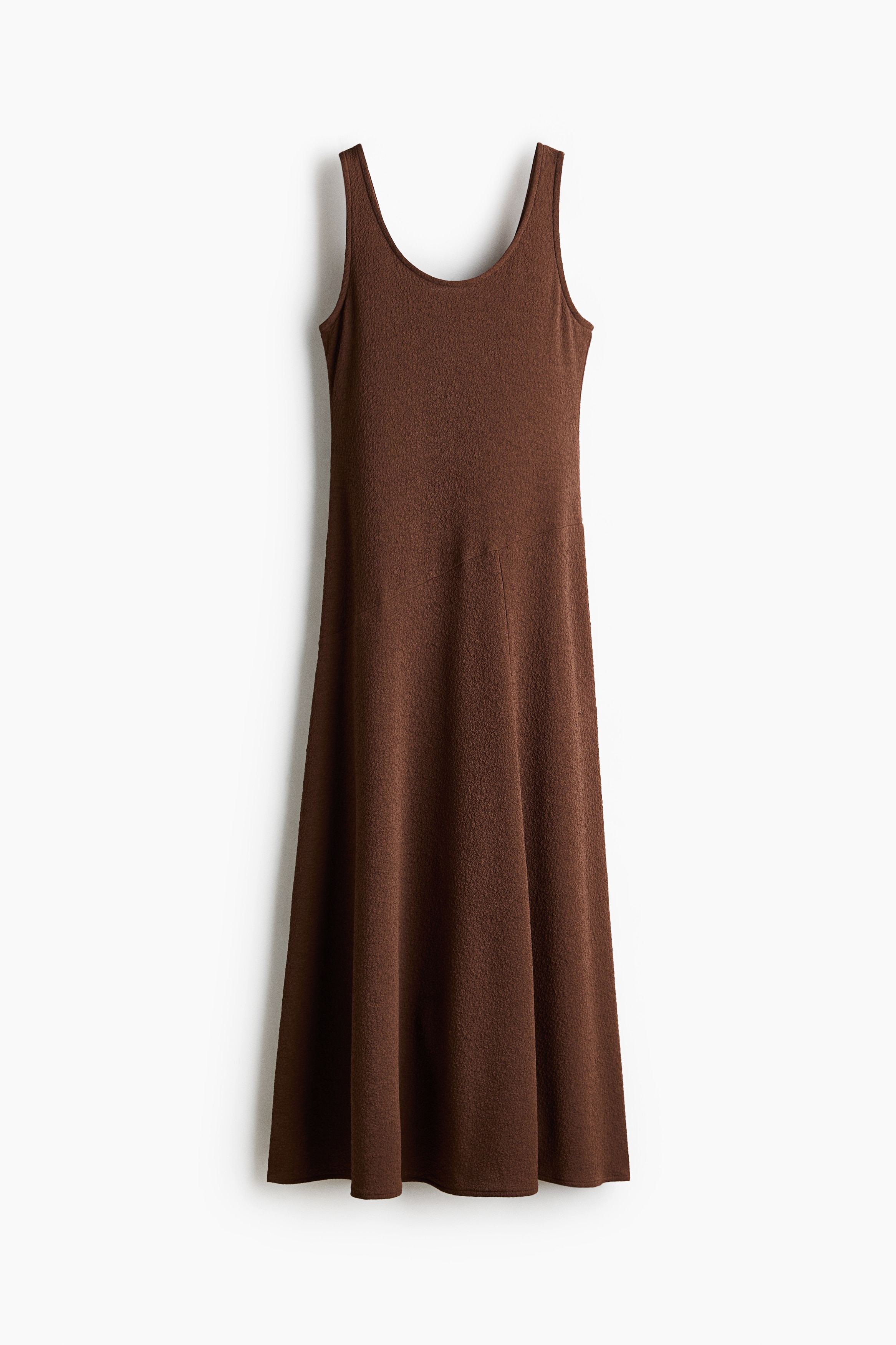 Textured jersey scoop-neck dress - Brown/Dark blue