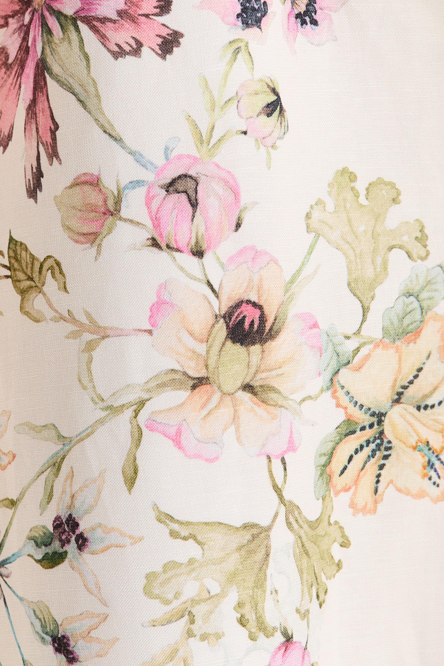 Linen-blend tie-strap dress - Light beige/Floral - 3