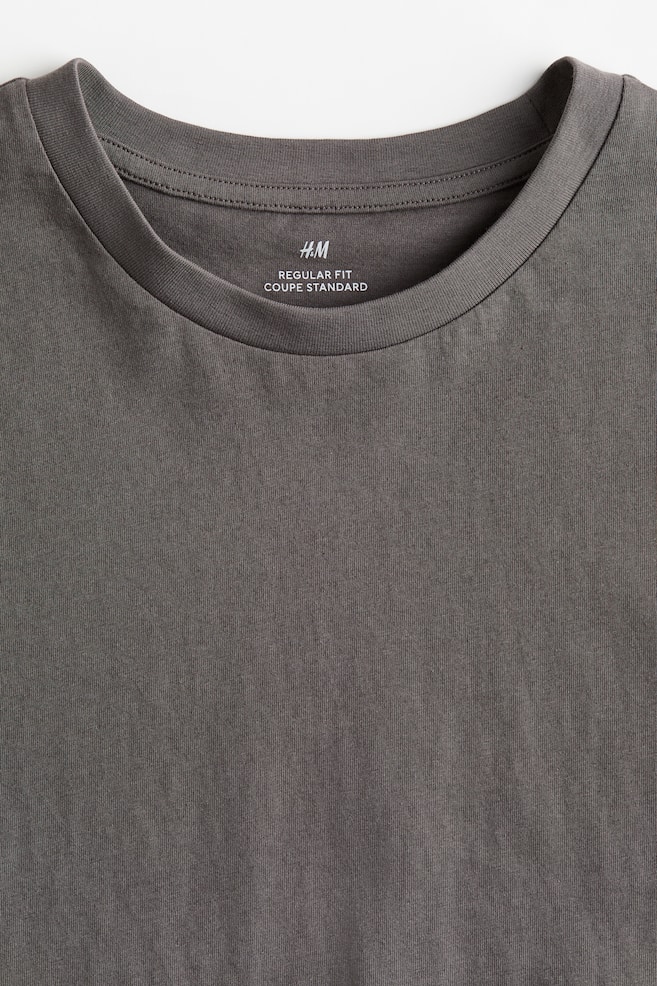 T-shirt Regular Fit - Gris foncé/Noir/Blanc/Beige clair/Gris foncé/Bleu foncé/Bleu foncé/Vert kaki/Rose/Marron/Gris chiné - 3