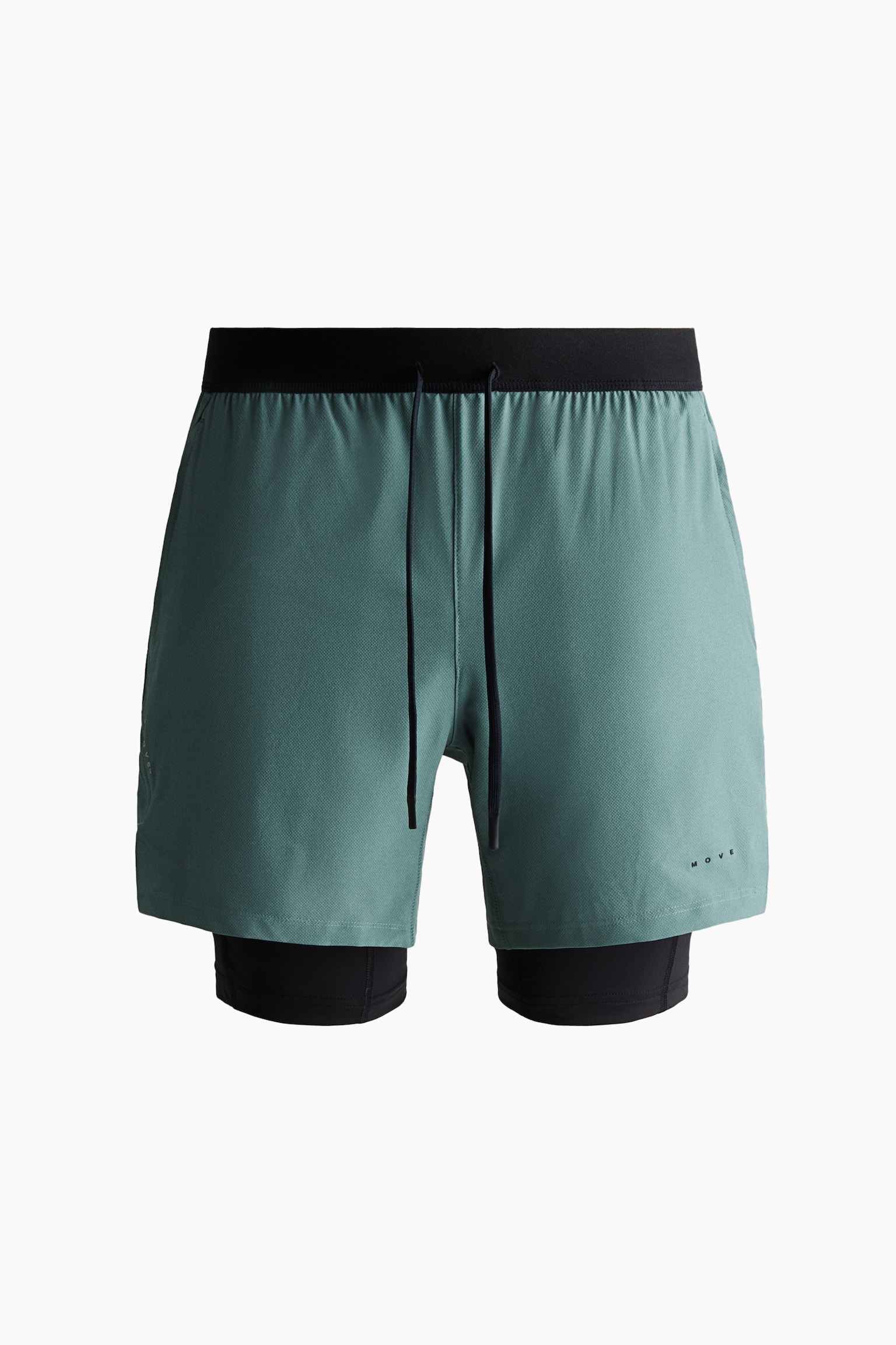 Double-layered sports shorts with DryMove™ - Dusty green/Dark grey/Beige/Black/Burgundy - 2