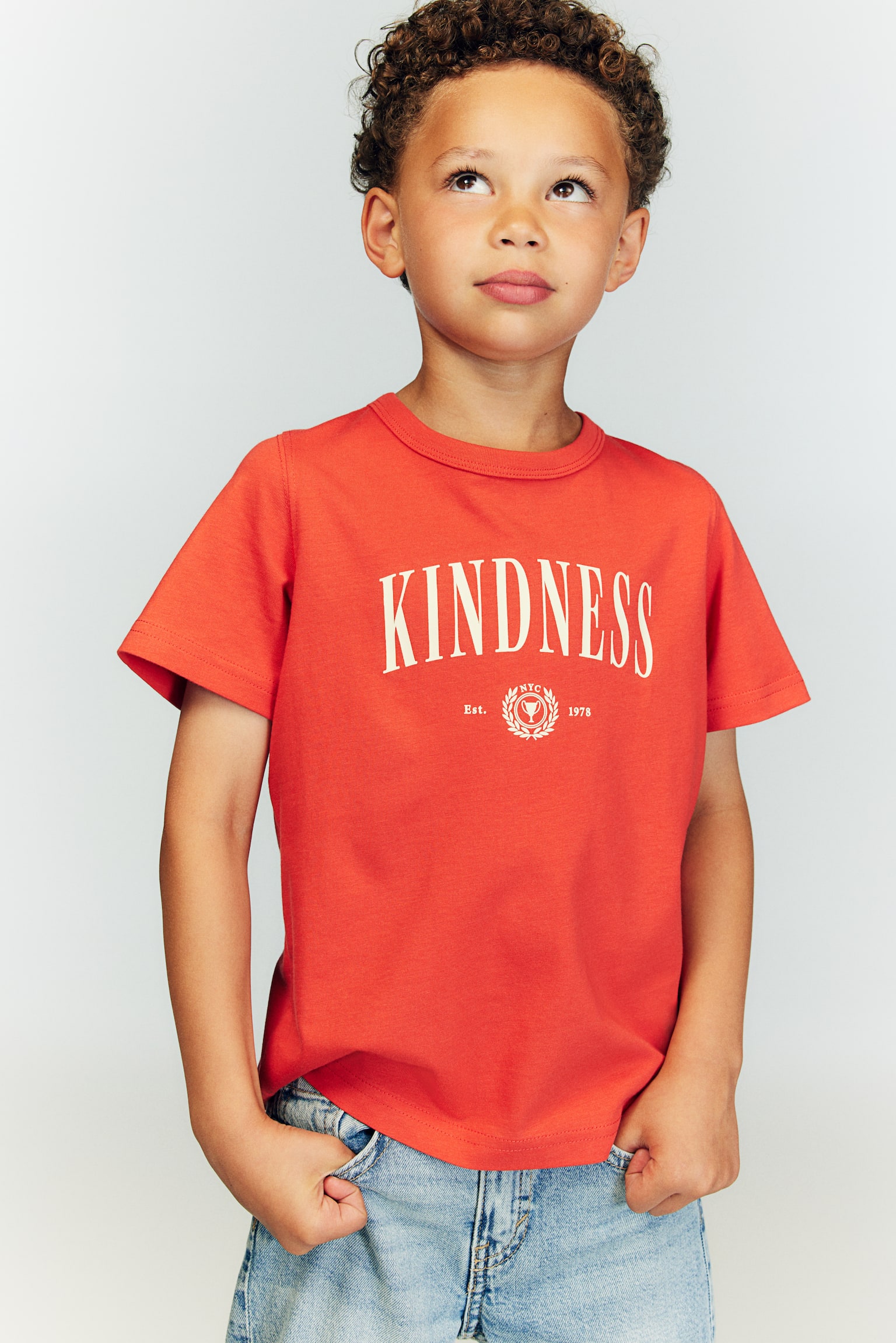 Cotton jersey T-shirt - Light red/Kindness/Natural white/Spotted/Light grey marl/NYC/Light yellow/Always Be Kind/Blue marl/Light green/Be Kind/Natural white/Patterned - 2