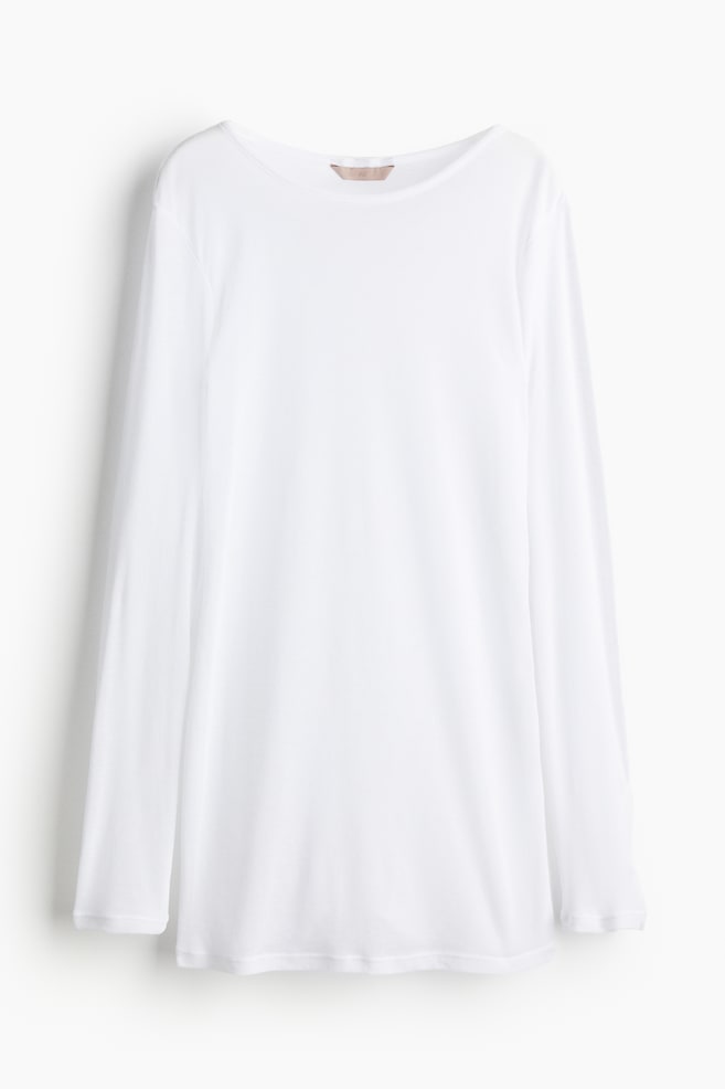 Robe à manches longues en jersey - Blanc - 1