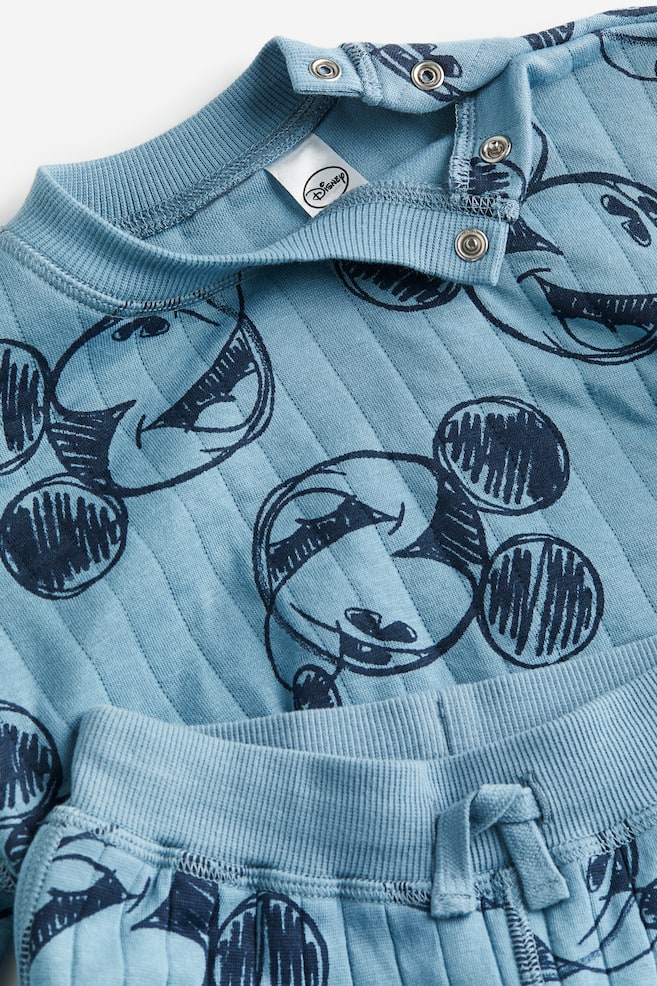 2-delt mønstret sæt i sweatshirtkvalitet - Blå/Mickey Mouse - 2