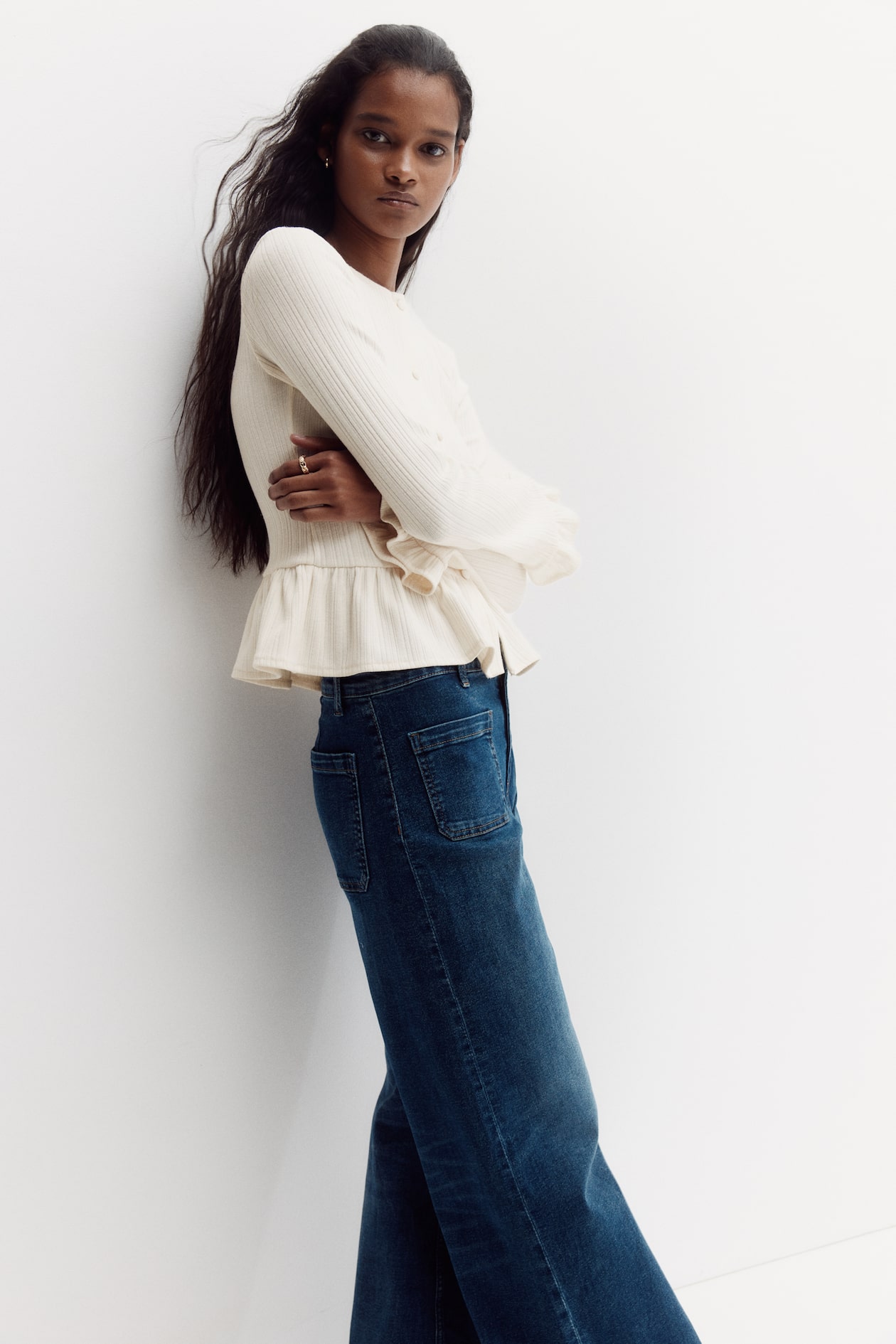 Rib-Knit Peplum Cardigan - image 3