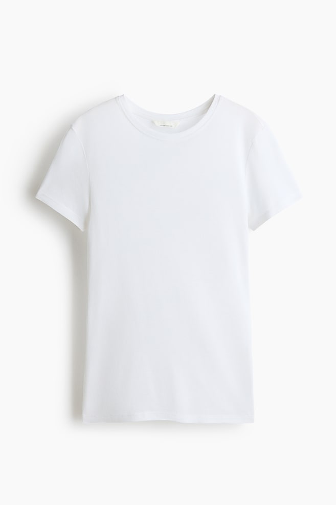 T-shirt van zijdemix - White/Donkerbruin - 1