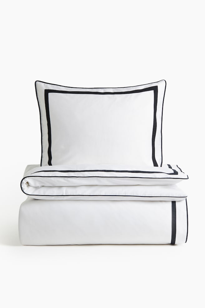 Egyptian cotton single duvet cover set - White - 1