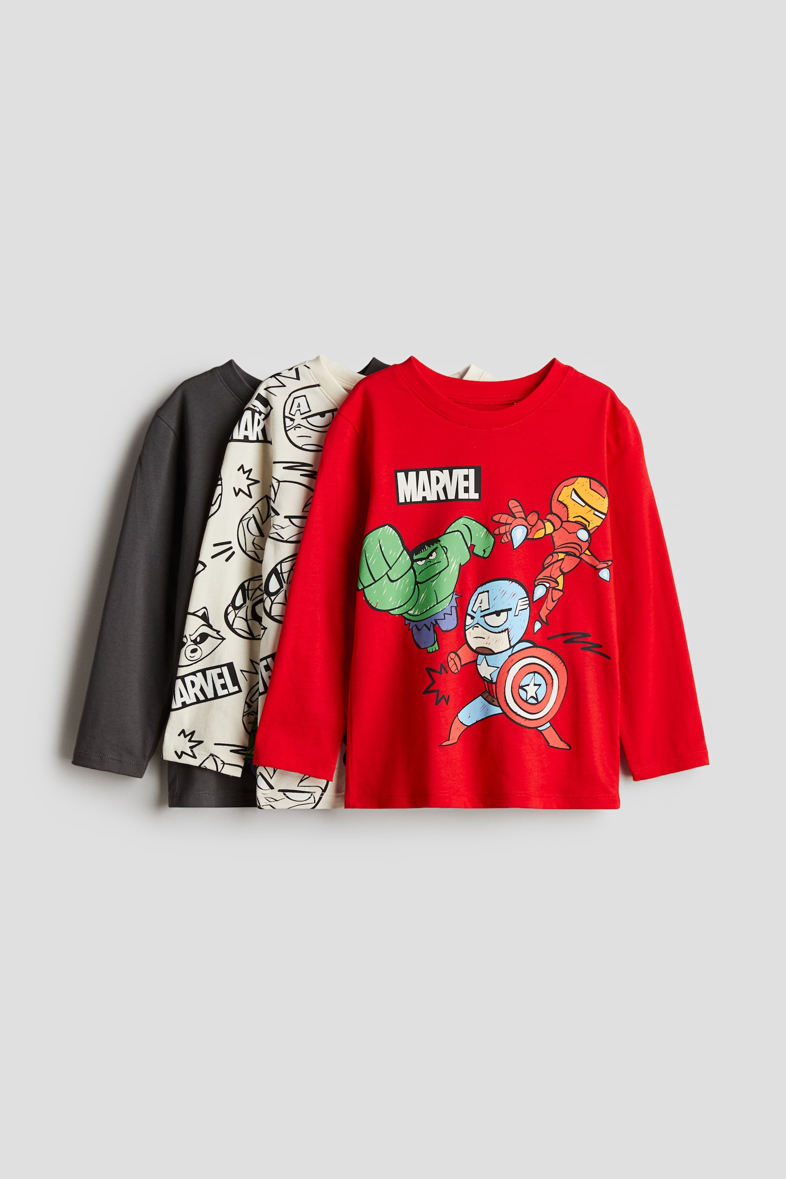 長袖Tシャツ 3枚セット - レッド／Marvel Comics/ブライトブルー／ソニック・ザ・ヘッジホッグ/ブライトレッド／グリーン／ブラック/ダークグリーン／ポケモン/dc/dc - 1