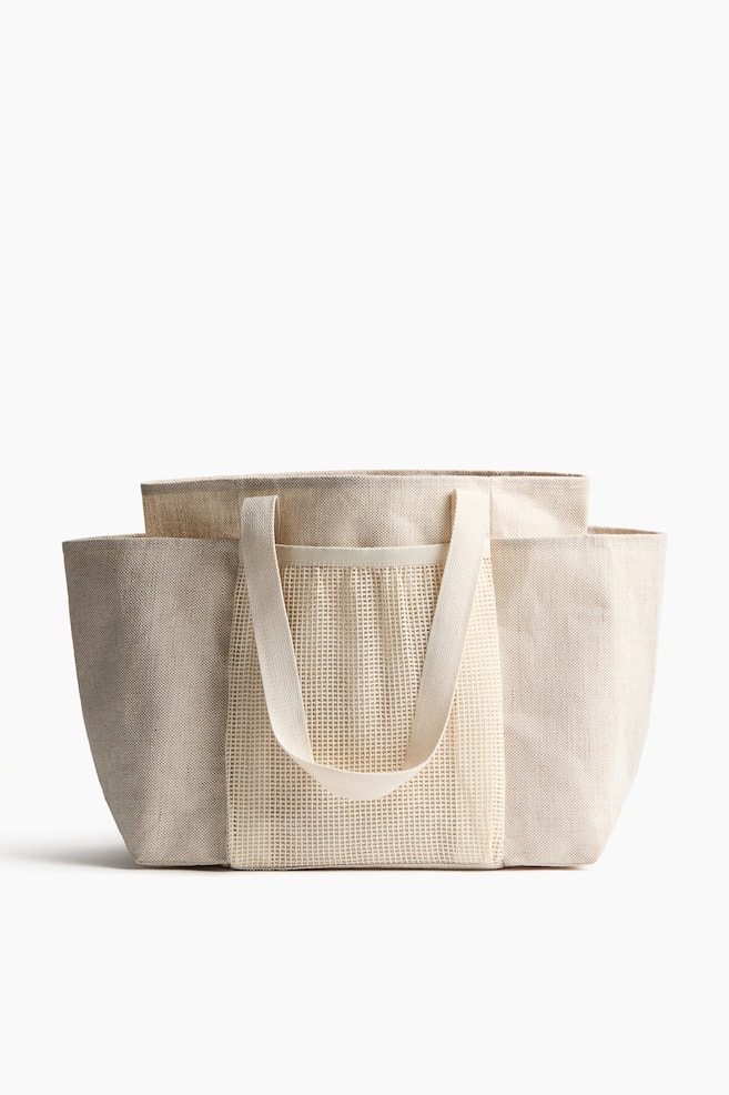 Large Jute-Blend Shopper - Light beige - 1